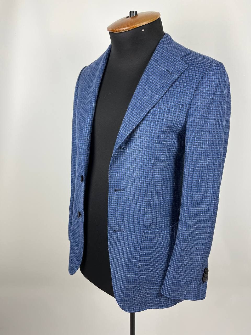 Suitsupply Suitsupply Havana Patch Wool Silk Linen Check Blue Blazer Size 44R - 2 Thumbnail