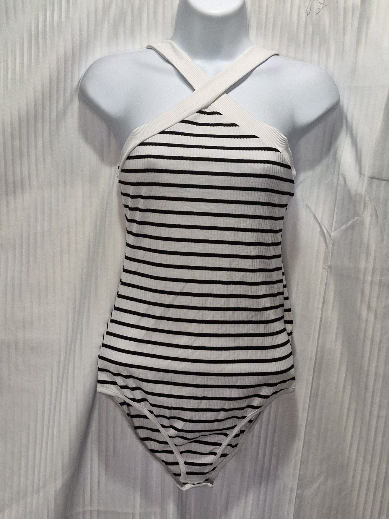Other Striped Cross Sleeveless Bodysuit - Black & White Size Small Size S / US 4 / IT 40 - 2 Thumbnail