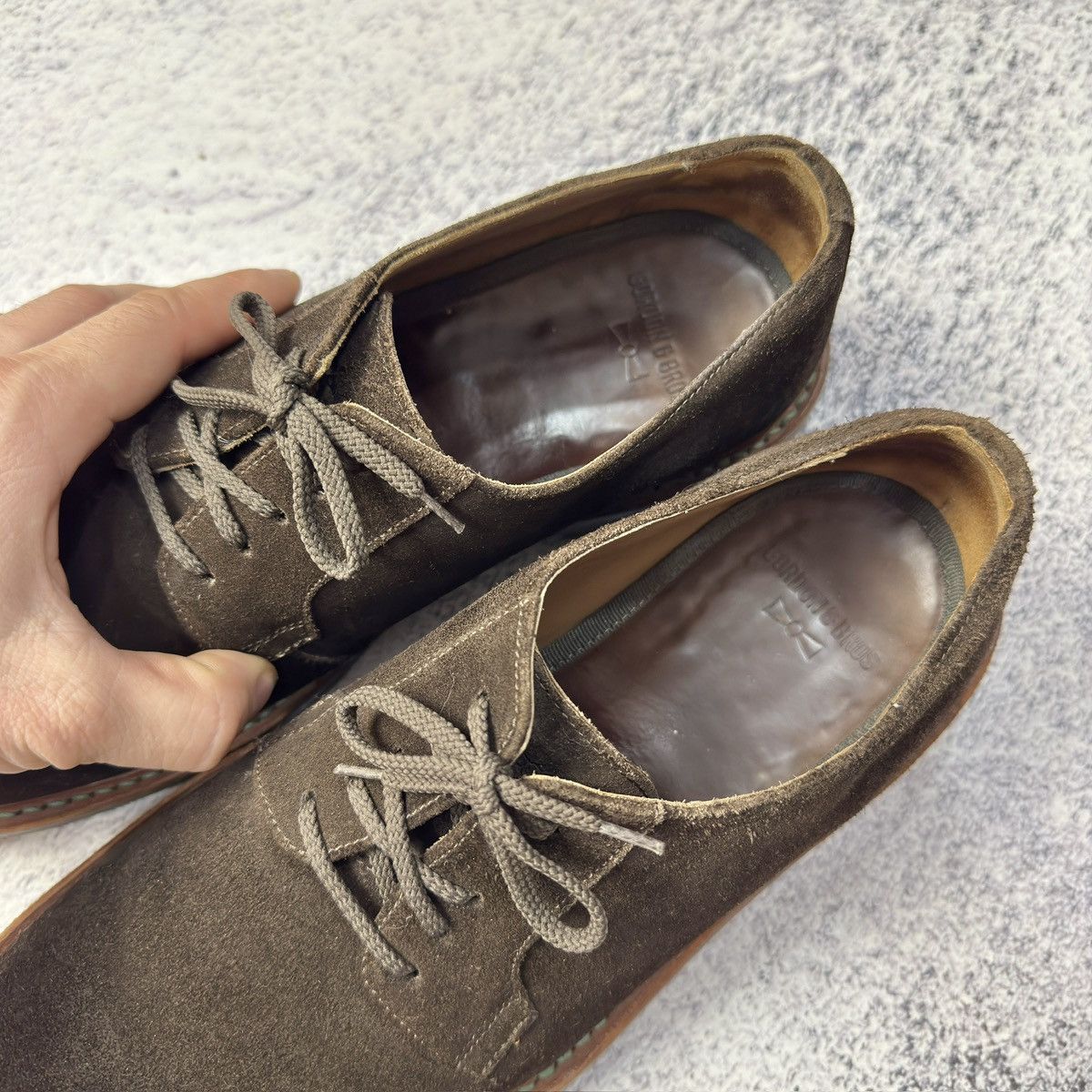 Designer × Handmade Gordon&Bros Mens Brown Suede Derbies US9 UK8 EU42 Size US 9 / EU 42 - 15 Thumbnail