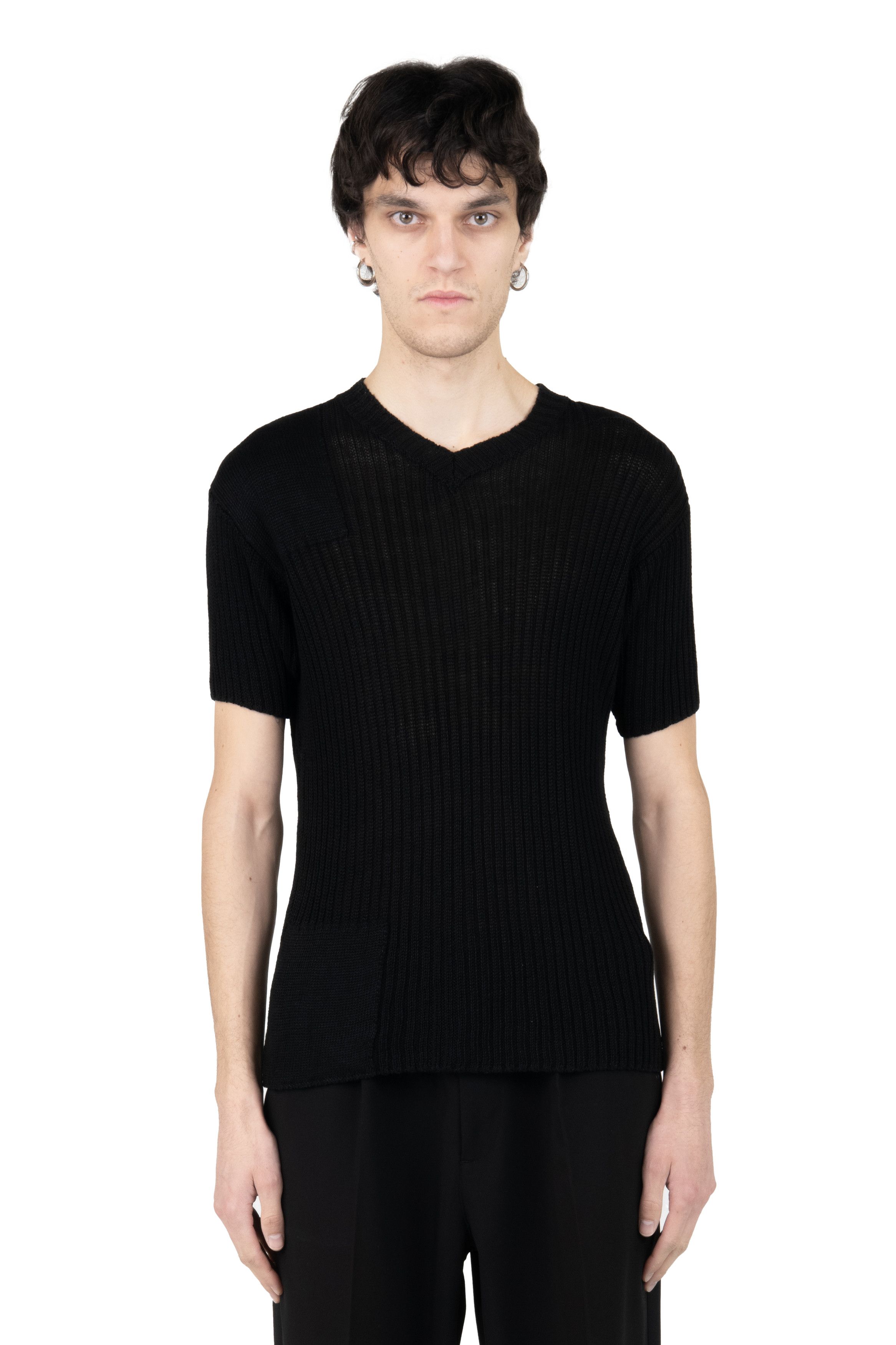 image of Yohji Yamamoto Knit T-Shirt in Black, Men's (Size Medium)