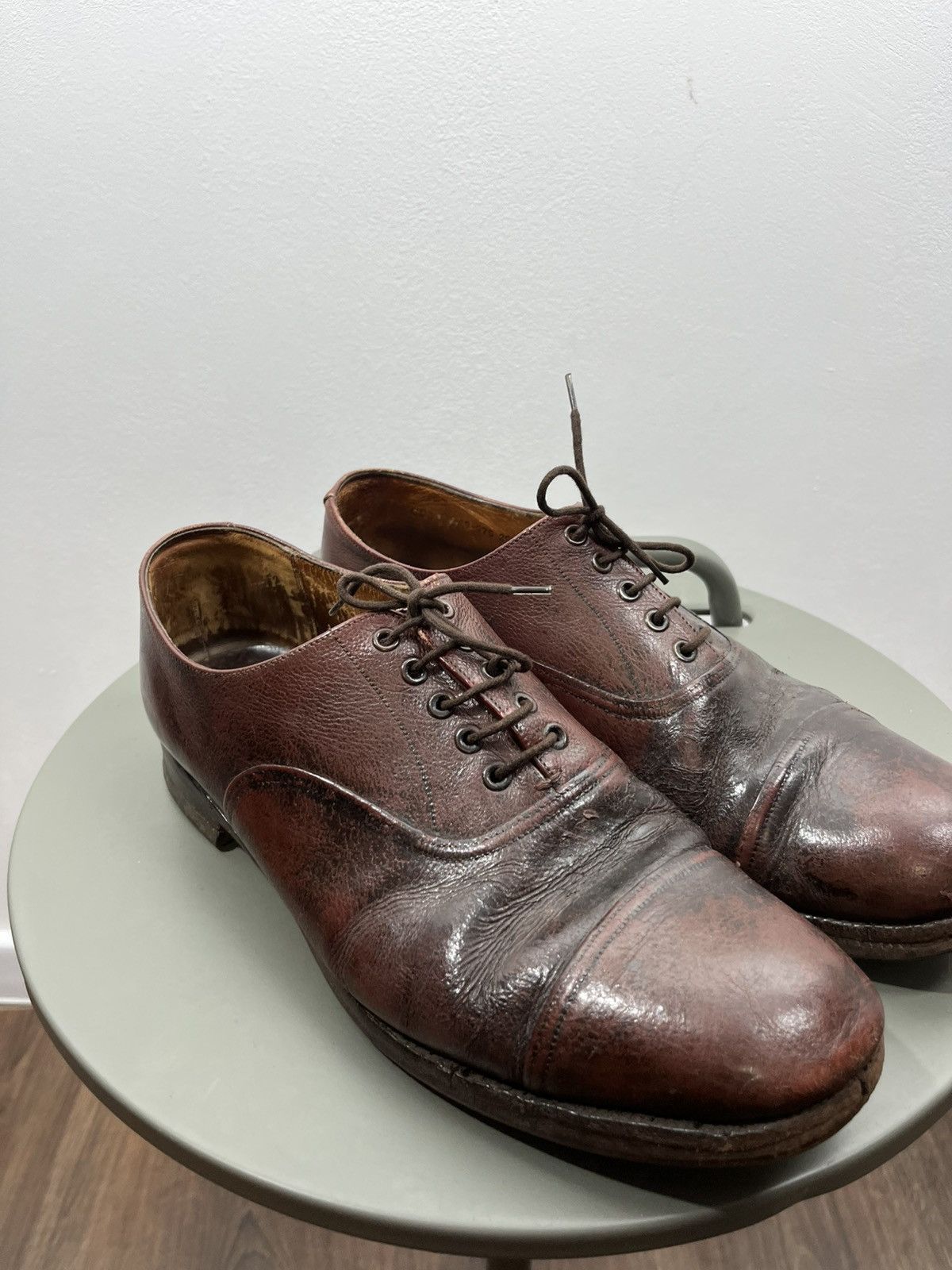 Sanders Sanders 1980 Distressed Brown Leather Cap Toe Oxford Shoes Size US 10 / EU 43 - 2 Thumbnail