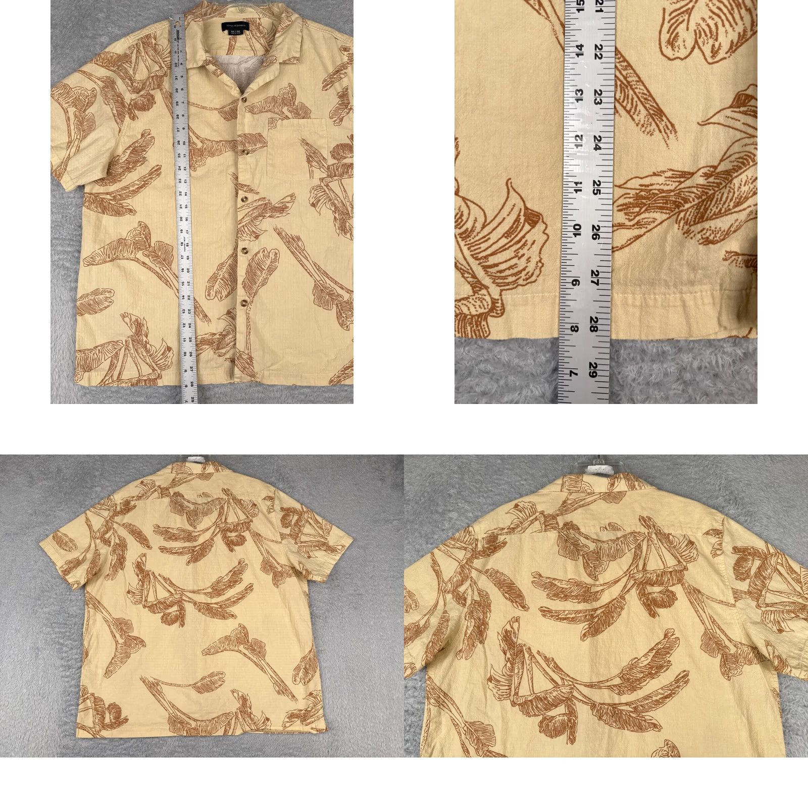 Cotton On Cotton On Garments Mens Hawaiian Shirt 2XL Yellow Beige Palm Leaf 100% Cotton Button-Up Short Sleeve Floral Hawaiian Shirt Mens Size US XXL / EU 58 / 5 - 9 Thumbnail