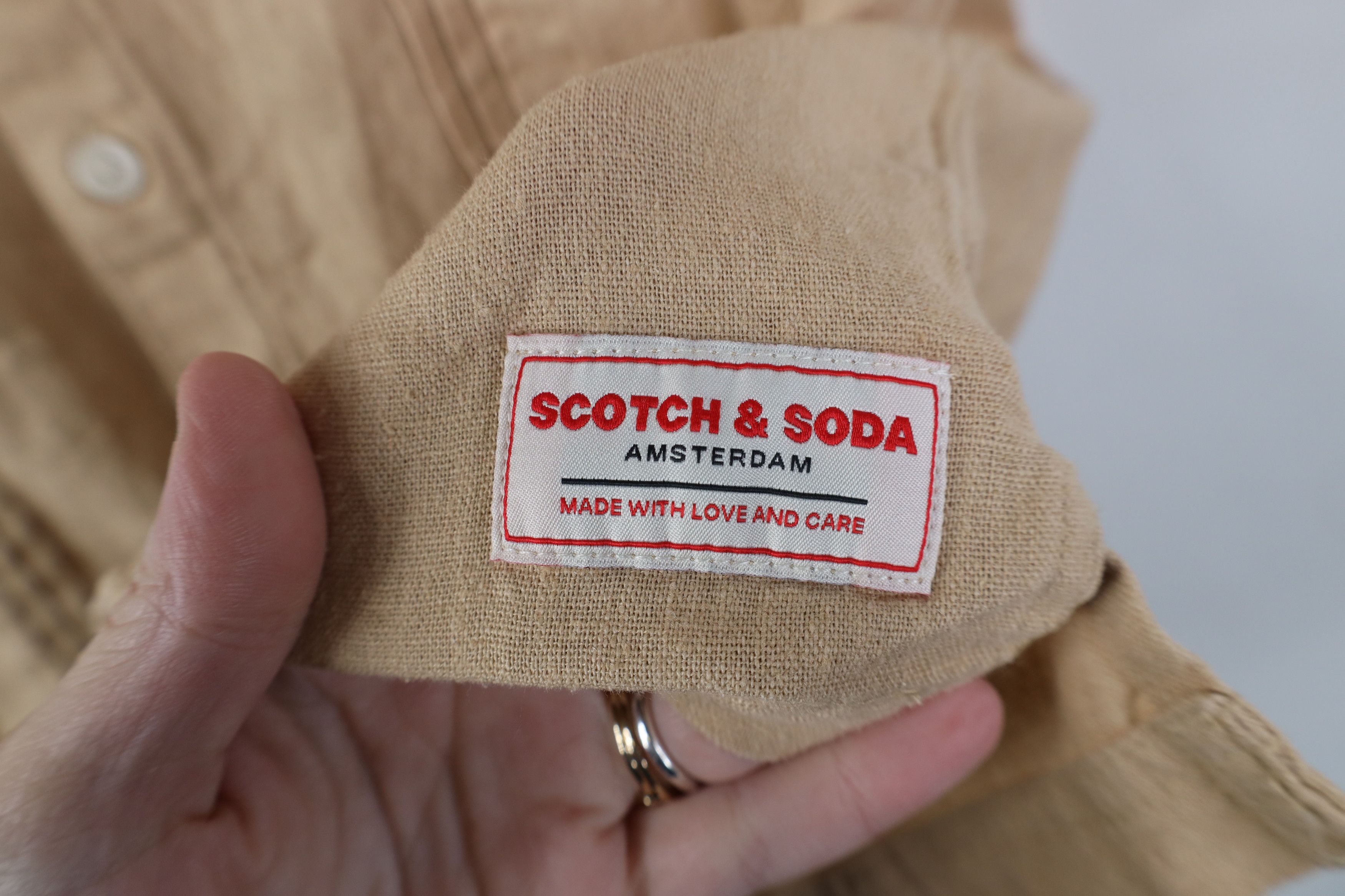 Scotch & Soda Scotch & Soda Blend Short Sleeve Collared Button Shirt Beige Size US S / EU 44-46 / 1 - 4 Thumbnail