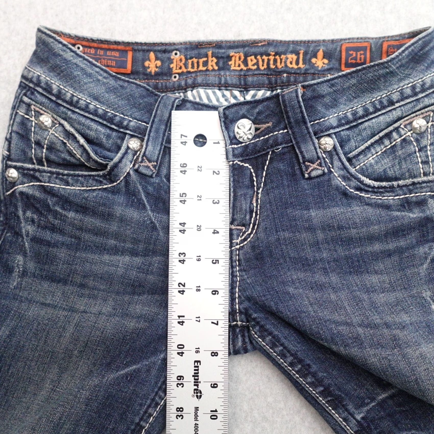 Vintage ROCK REVIVAL Stephanie Jeans Womens Size 26 Blue Denim Low Rise Boot Cut Size 26" / US 2 / IT 38 - 5 Thumbnail