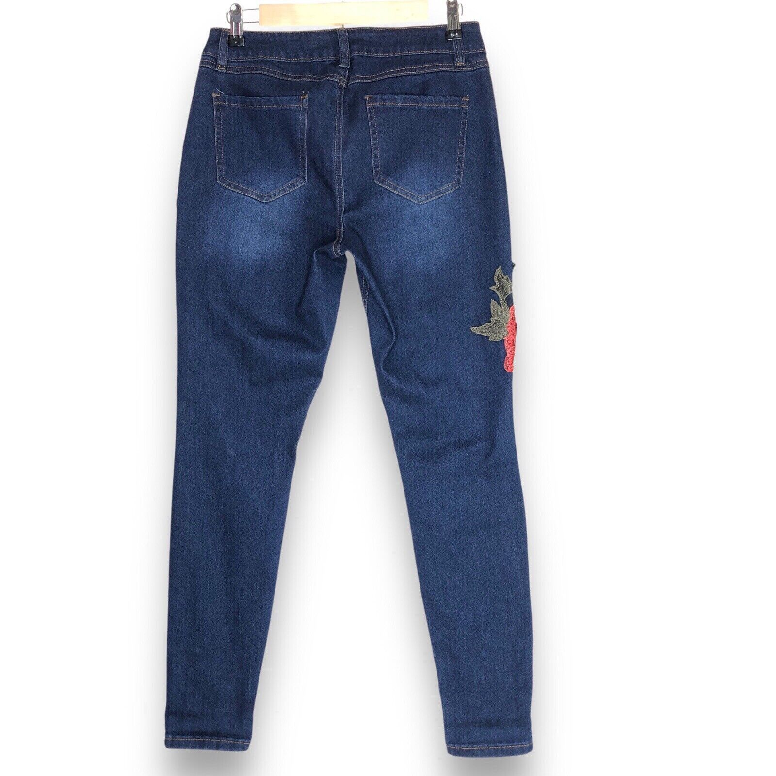 Other Tory Sport Women Jeans Sz SP Red Rose Applique Embroidered Size 29" - 2 Thumbnail