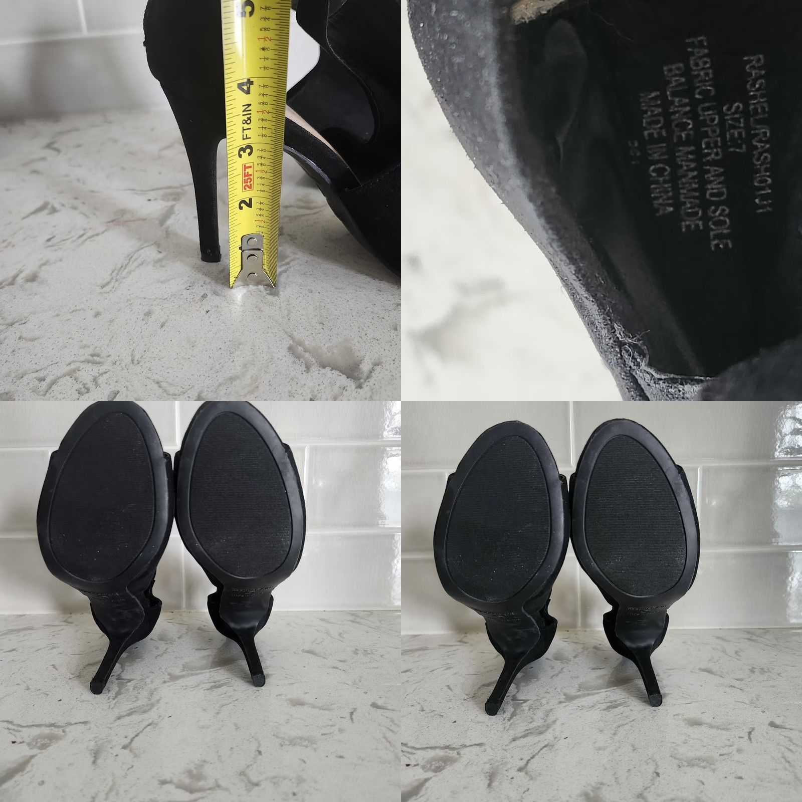 Vintage Madden Girl Black Suede Open Toe Zipper Back Heels - Size 7 - Women - Heel - Party/Cocktail, Casual, Formal - Black - Zipper - City, Business, Party Size US 7 / IT 37 - 9 Thumbnail