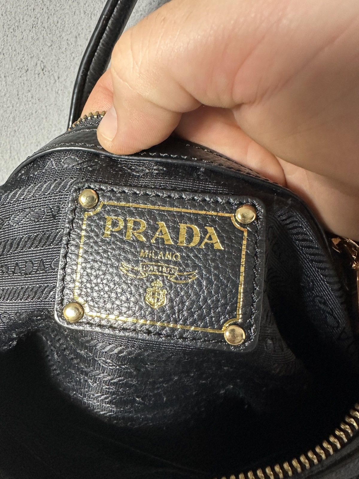Designer × Prada Prada Black Vitello Daino Leather Sacca 2 Manici Hobo Bag Size ONE SIZE - 11 Thumbnail