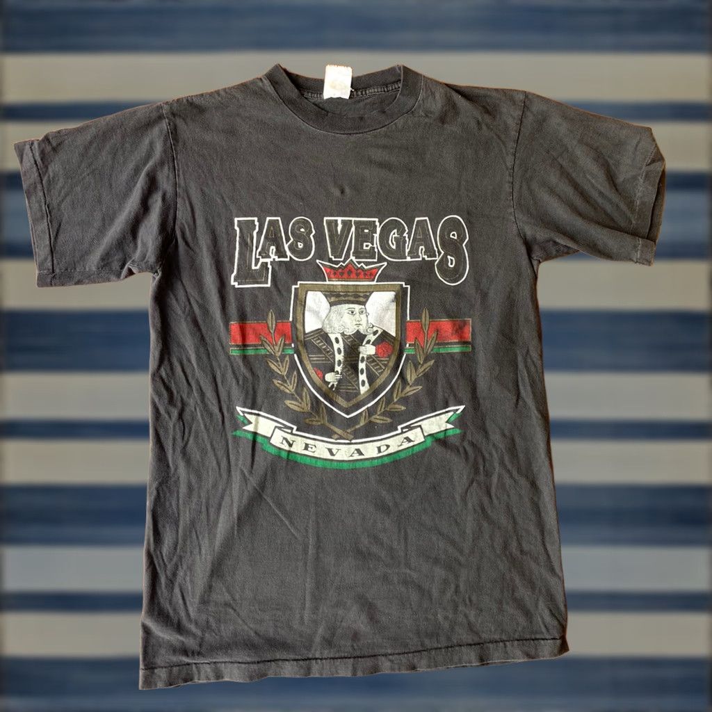 Vintage VINTAGE 90s Las Vegas Nevada King Tourist Single Stitched Black T Shirt Medium Mens Regular Short Sleeve Crew Neck Cotton Logo Graphic Print Size US M / EU 48-50 / 2 - 1 Thumbnail
