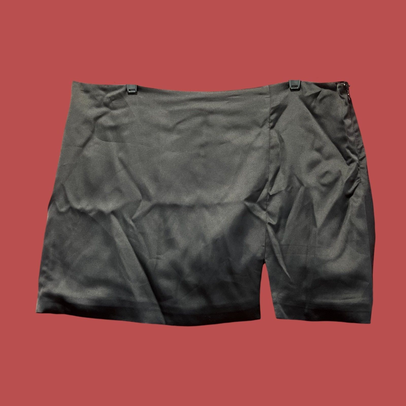Other Wild Fable - Women's Notch - Front Satin Mini Skirt - Black Size 38" / US 16 / IT 52 - 2 Thumbnail
