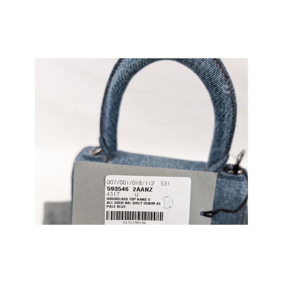 Balenciaga o1rshd1 Size:OS / All Over Denim Hourglass Top Hand Bag Blue Size ONE SIZE - 18 Thumbnail