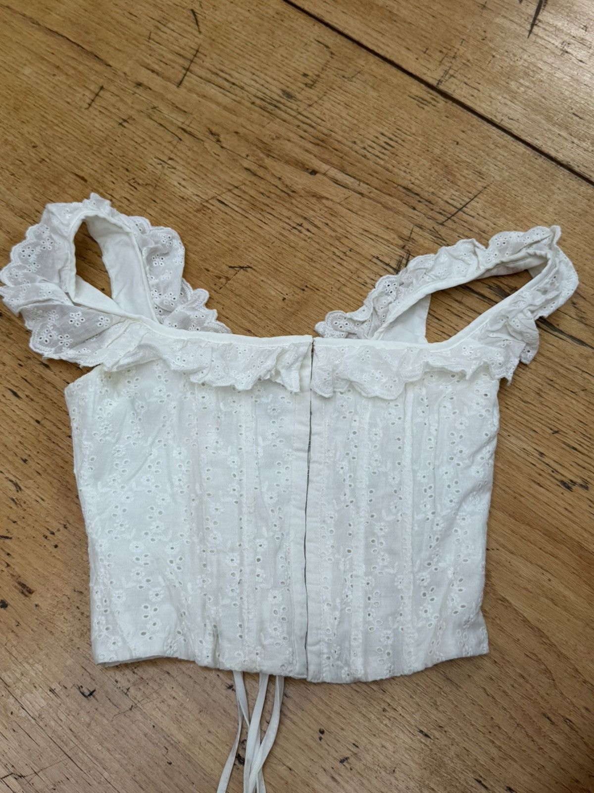 Other White Eyelet Bustier Corset Crop Top Size S / US 4 / IT 40 - 1 Thumbnail