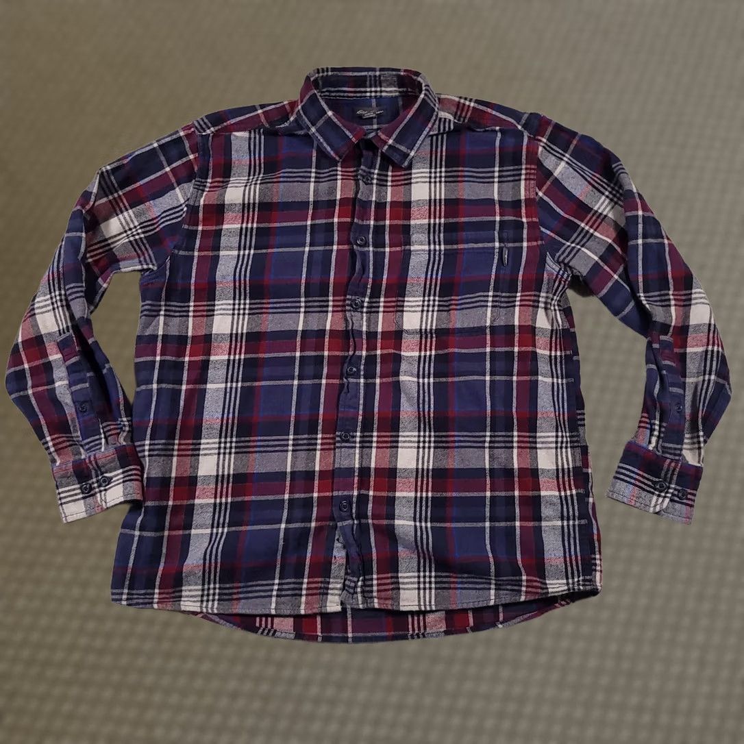 Eddie Bauer Eddie Bauer Flannel Shirt Mens Large Blue Red Plaid Long Sleeve Button Up Cotton Size US L / EU 52-54 / 3 - 1 Thumbnail