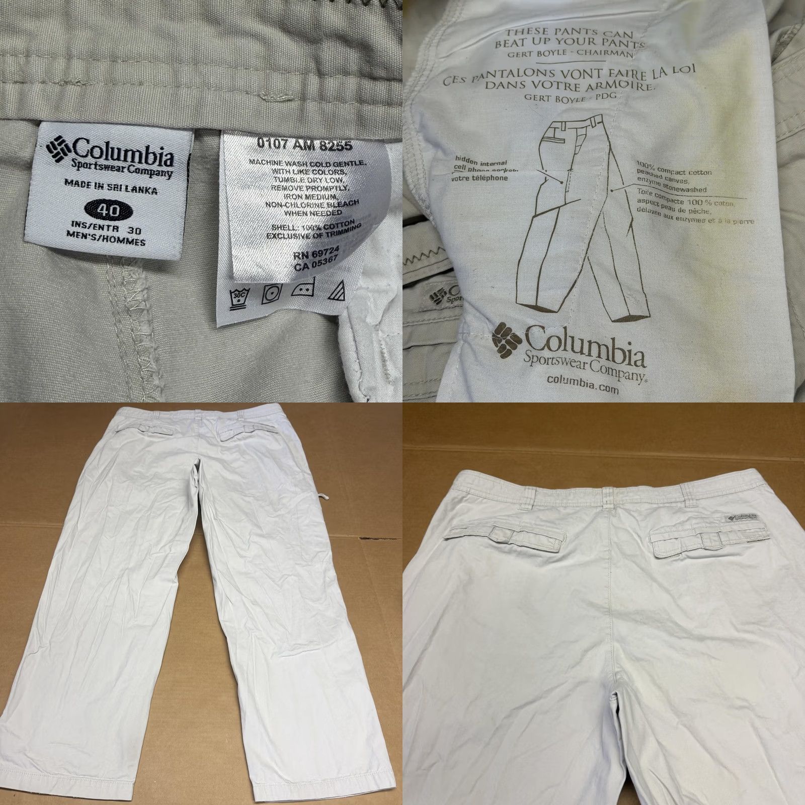 Vintage Columbia Mens Cargo Pants 40x30 Beige Relaxed Canvas Hiking Outdoor Casual Straight Leg Zip Front Front Pockets Size US 40 / EU 56 - 10 Thumbnail
