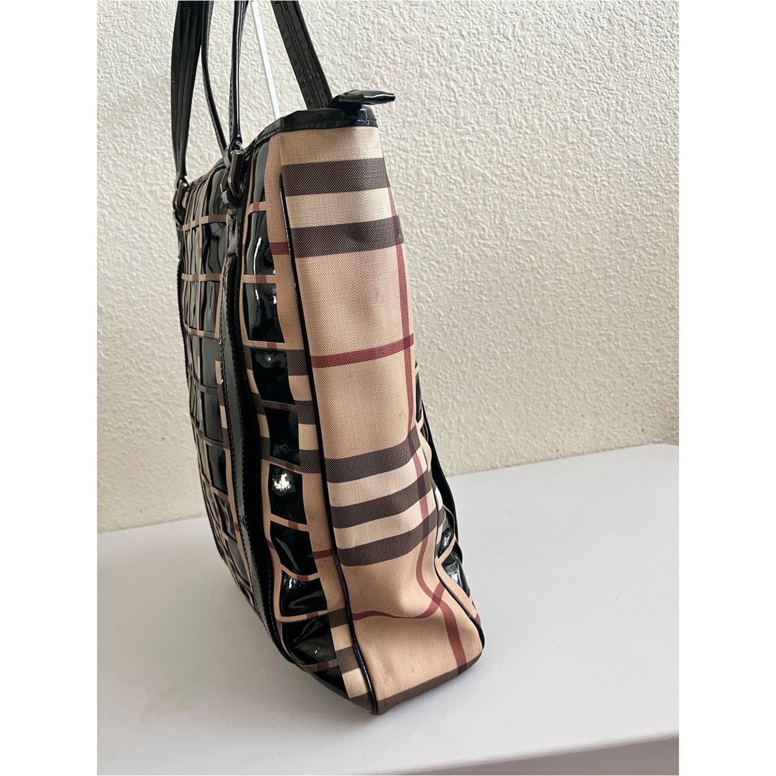 Burberry Burberry patent leather/canvas XL tote bag Size ONE SIZE - 4 Thumbnail