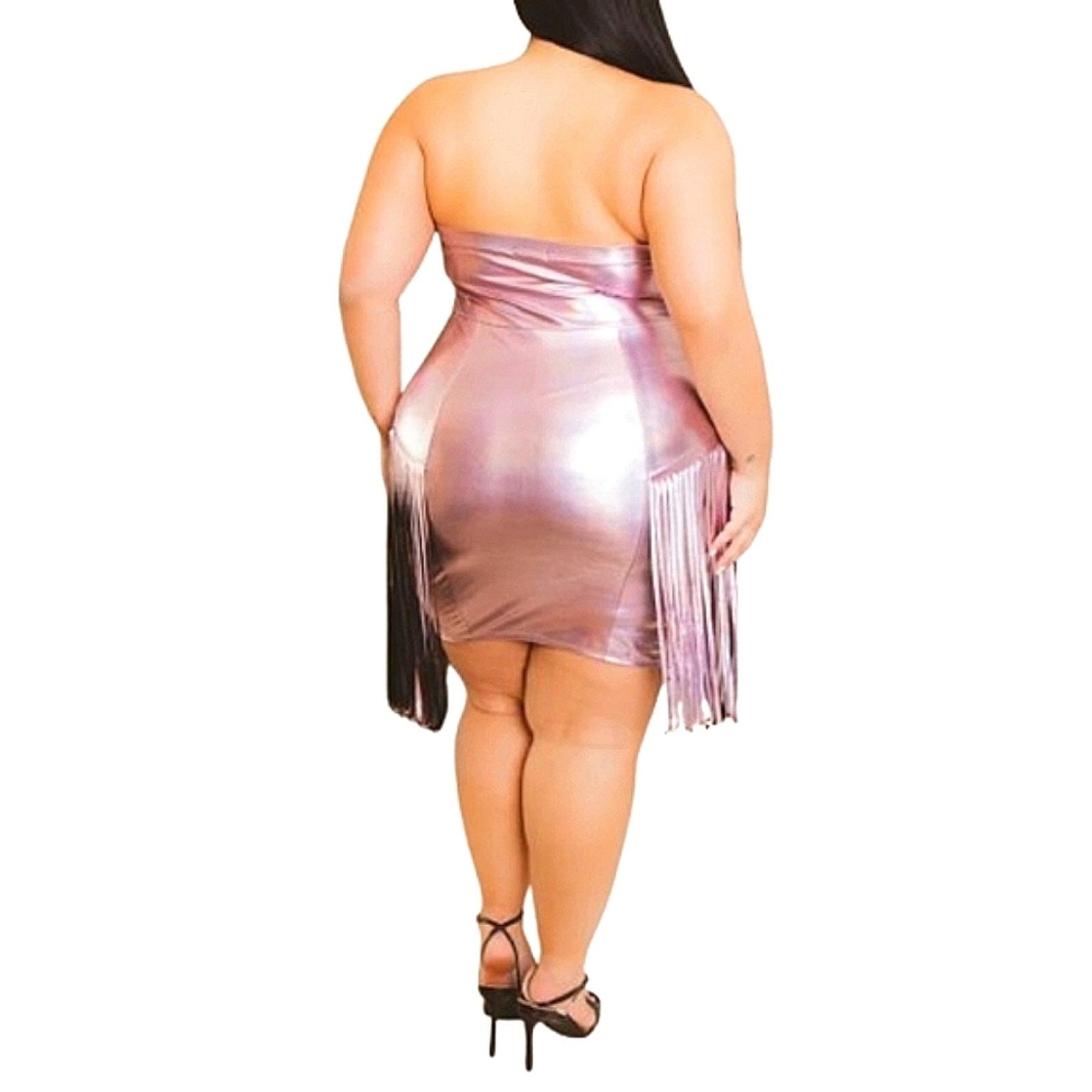 Other ALAINA ☆ PINK METALLIC ☆ STRAPLESS ☆ FRINGE DRESS ☆ 4x ☆ NWT Size 4XL / US 24-26 - 6 Thumbnail
