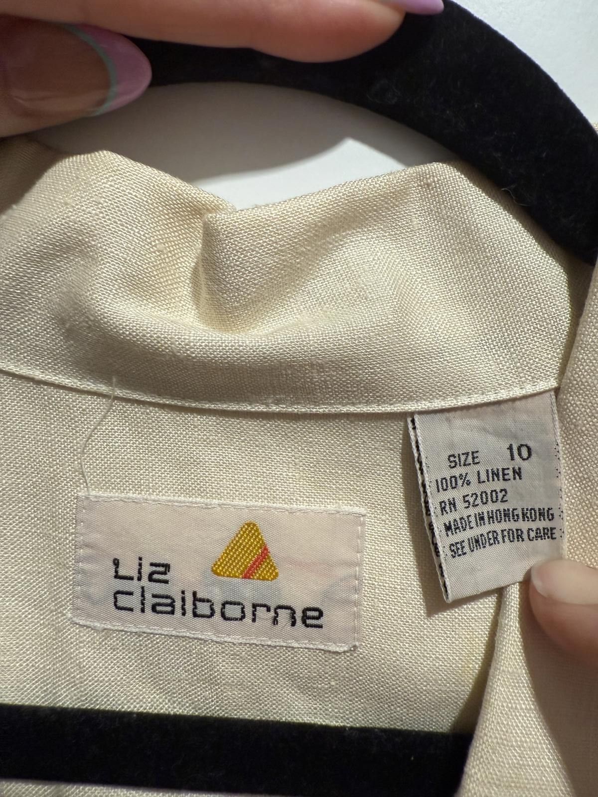 Designer Liz Claiborne Vintage Cream button-up Linen (10) Size L / US 10 / IT 46 - 6 Thumbnail