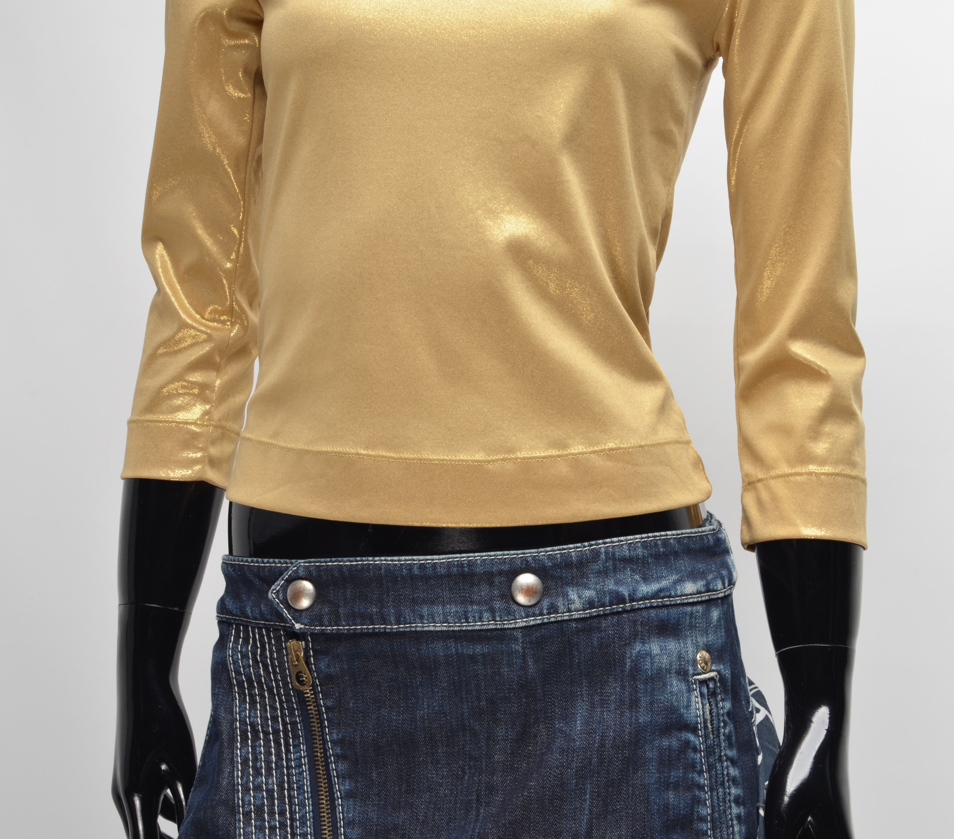 Miss Sixty Vintage Miss Sixty Luxury Gold Sparkle Y2K 3/4 Sleeve Top Size M / US 6-8 / IT 42-44 - 3 Thumbnail