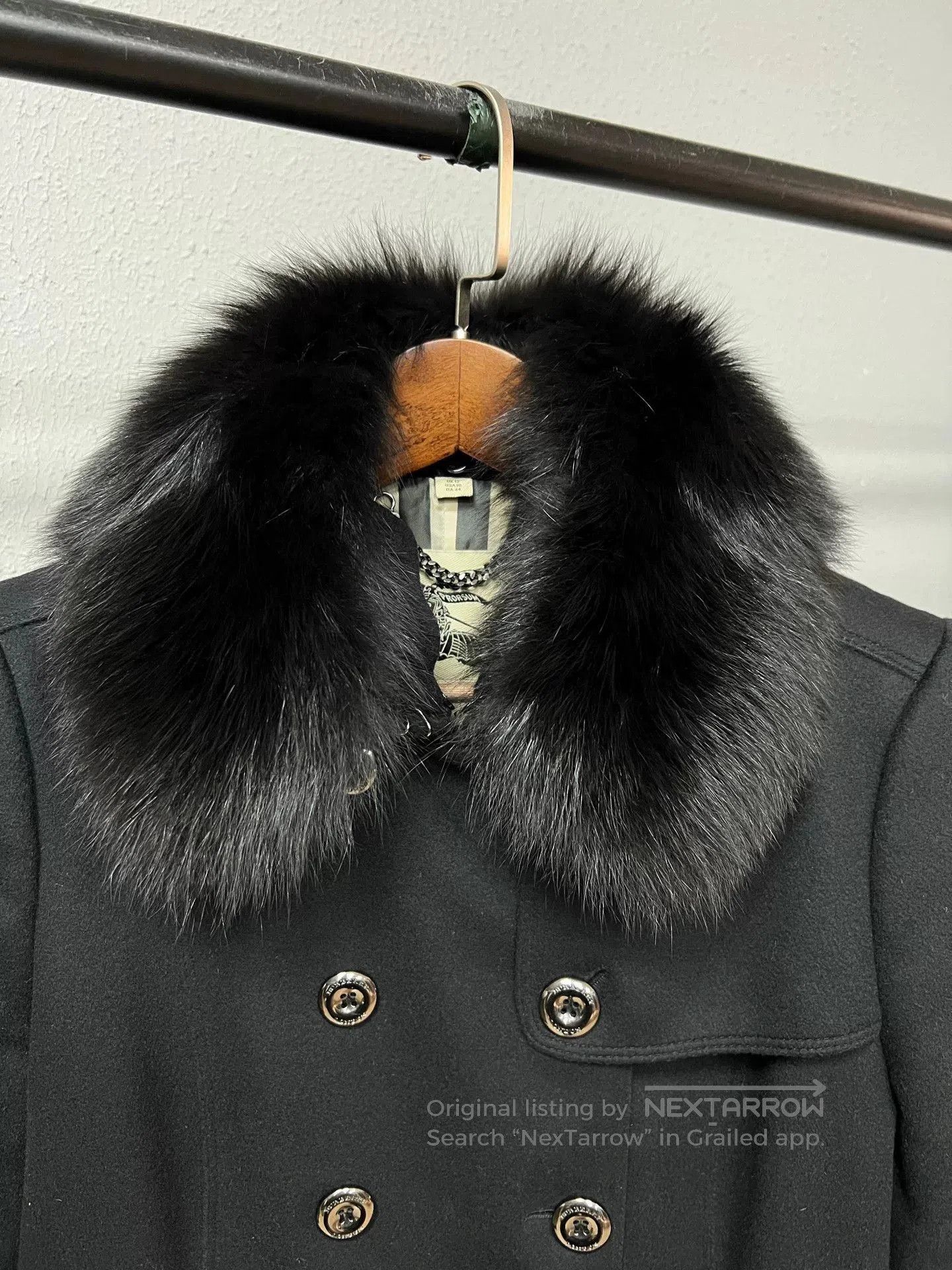 Burberry Burberry Check Fur Collar Coat. Size L / US 10 / IT 46 - 3 Thumbnail