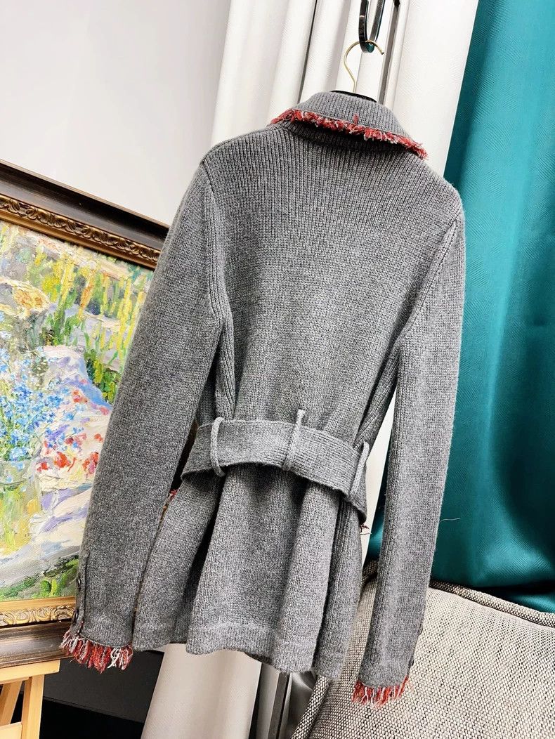 Chanel Chanel Gray tassel-edged knitted sweater coat Size XS / US 0-2 / IT 36-38 - 2 Thumbnail