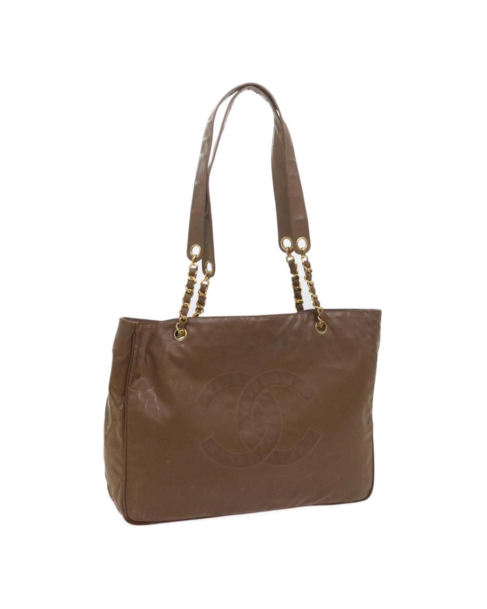 image of Chanel Sophisticated Brown Patent Leather Shoulder Bag, Women's