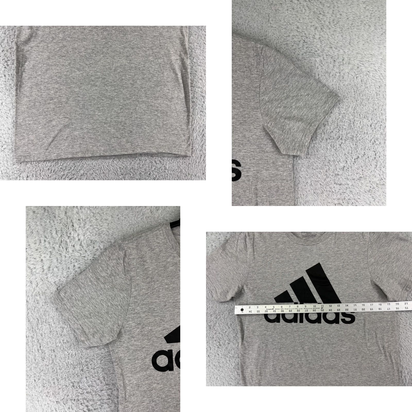 Adidas Adidas Shirt Mens Medium Gray Black Spellout Logo Short Sleeve Crew Cotton Blend Size US M / EU 48-50 / 2 - 8 Thumbnail