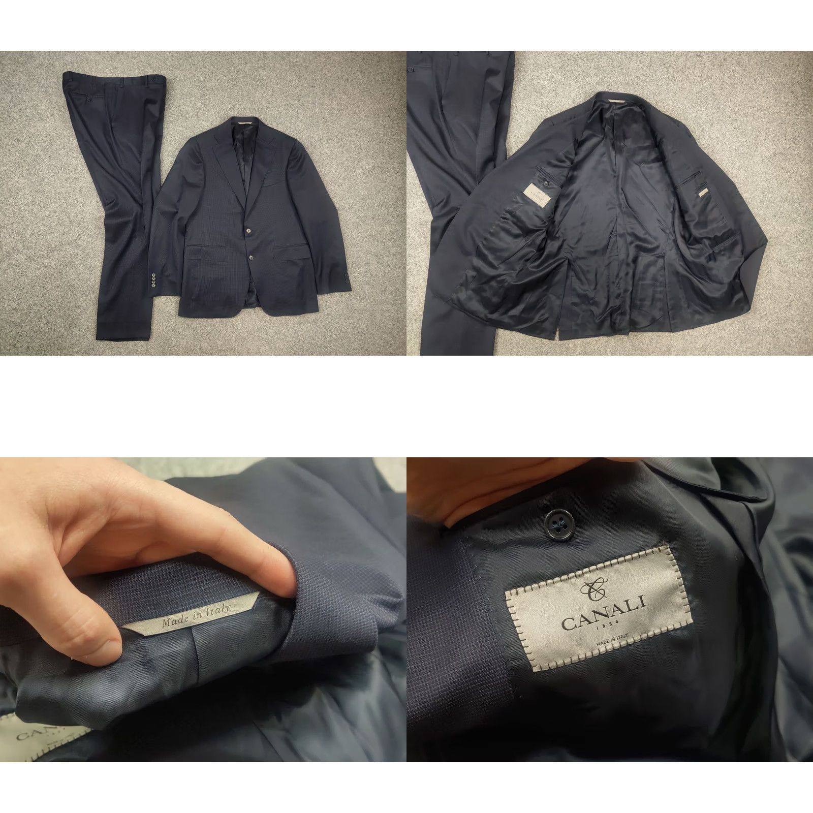 Canali VINTAGE Canali Italy Design 15280 Modern Fit 2 button Business Classic Suit Dark Blue Wool Size 50R - 10 Thumbnail