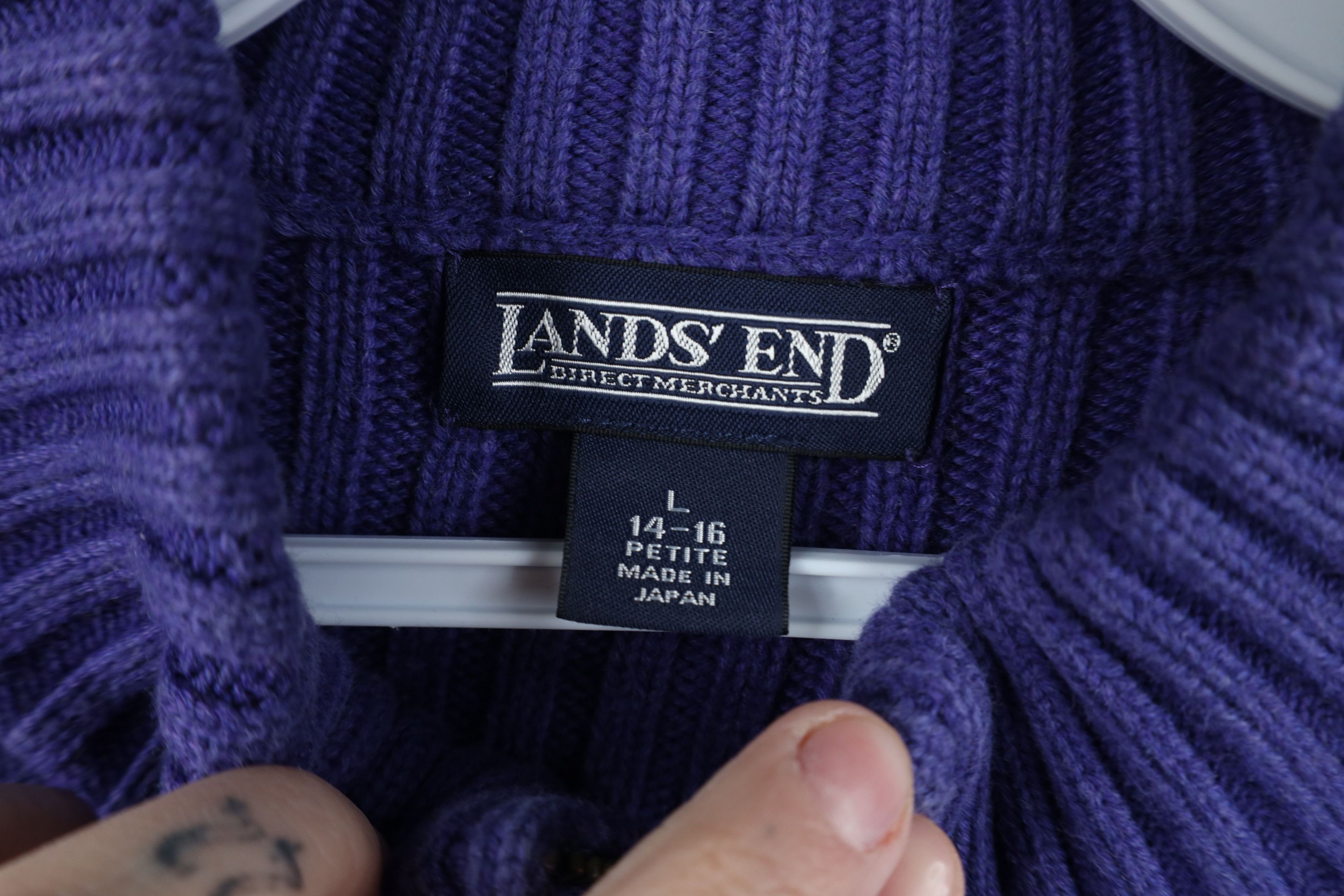 Lands' End Vintage 90s Lands End Cotton Cable Ribbed Knit Sweater Size L / US 10 / IT 46 - 4 Thumbnail