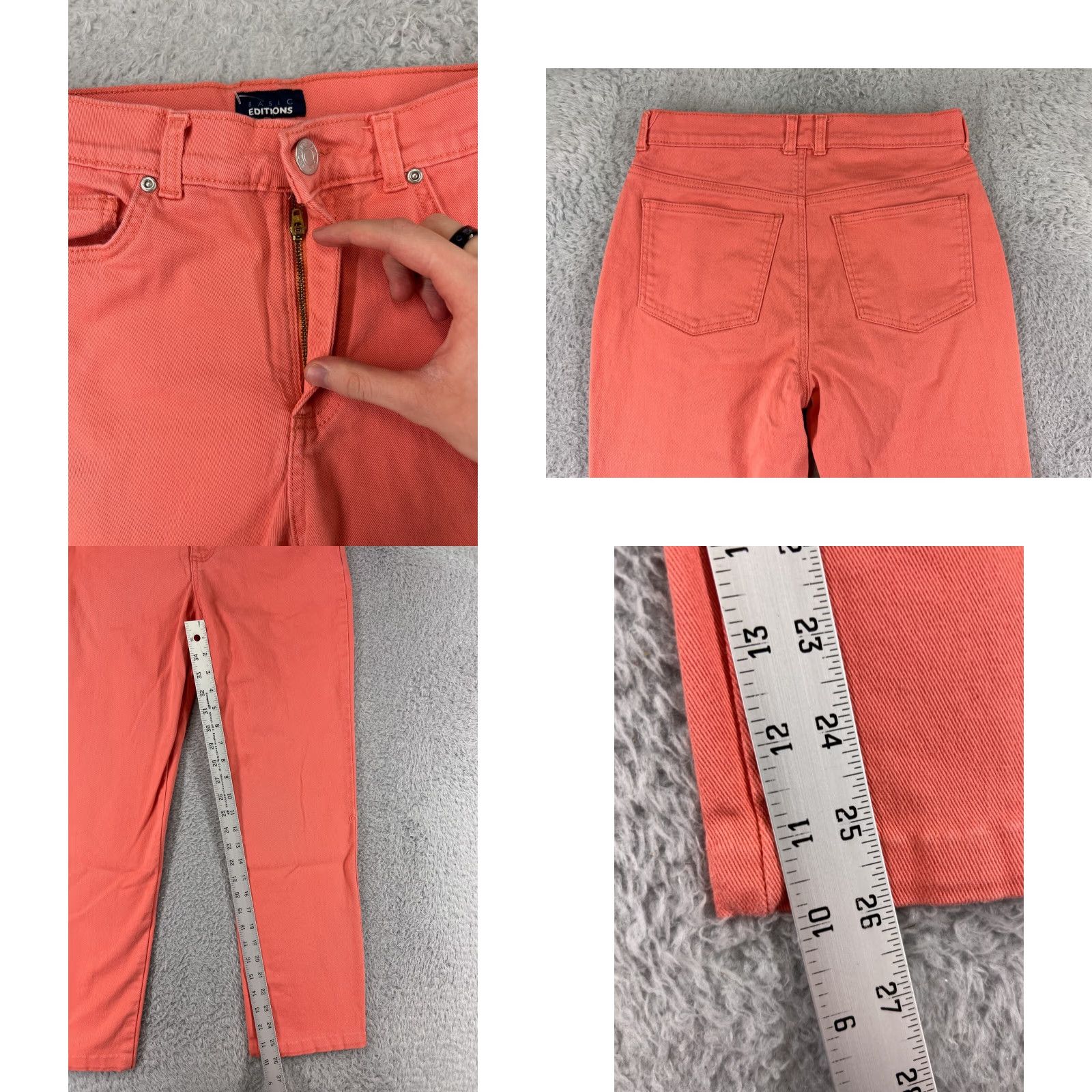 Gloria Vanderbilt Basic Editions Jeans Womens 6 Coral Denim Stretch Cotton Blend Pockets Size 32" / US 10 / IT 46 - 8 Thumbnail
