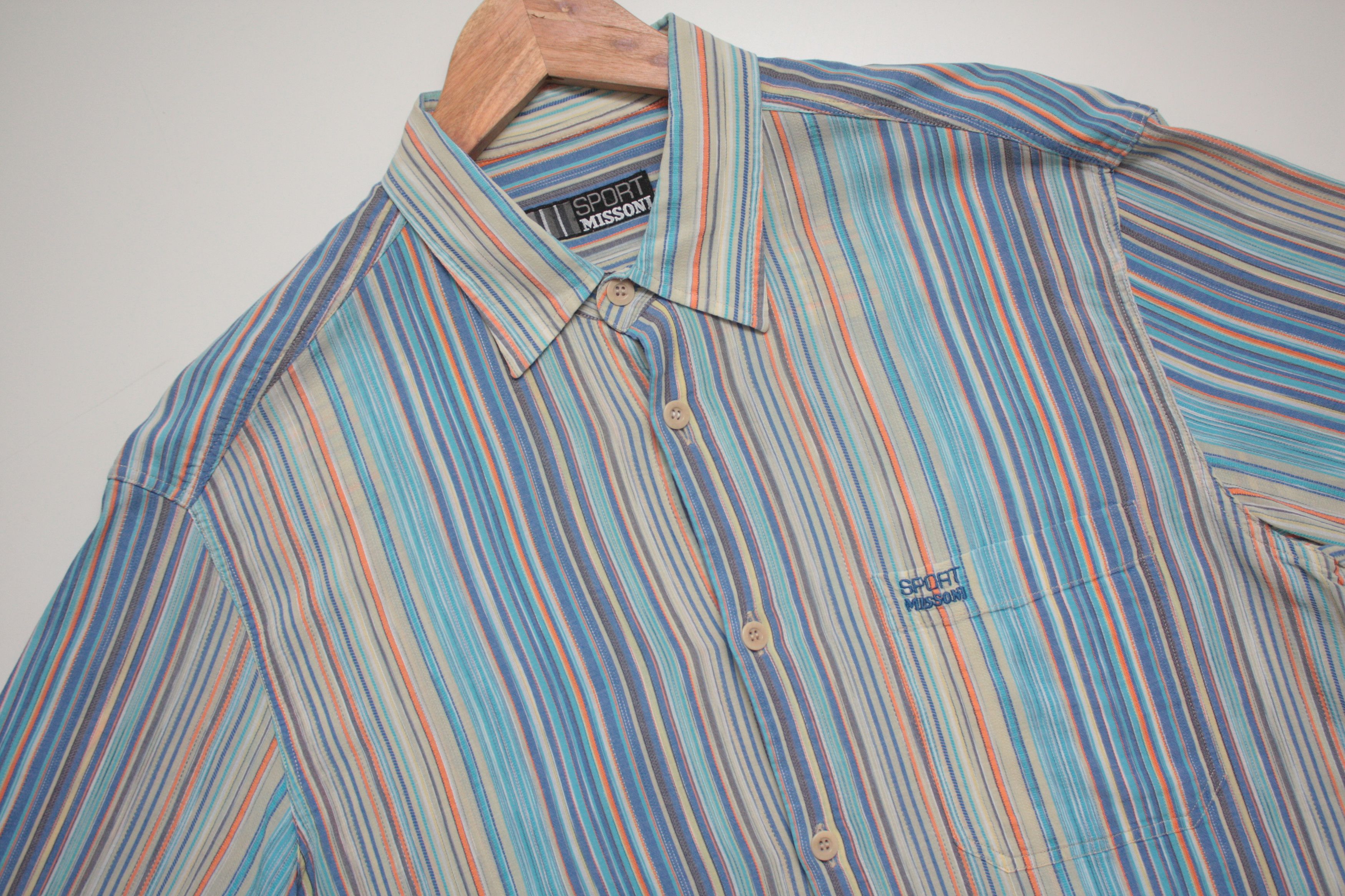 Missoni Missoni Sport Striped Blue Short Sleeve Shirt Men's 50 Size US M / EU 48-50 / 2 - 1 Thumbnail