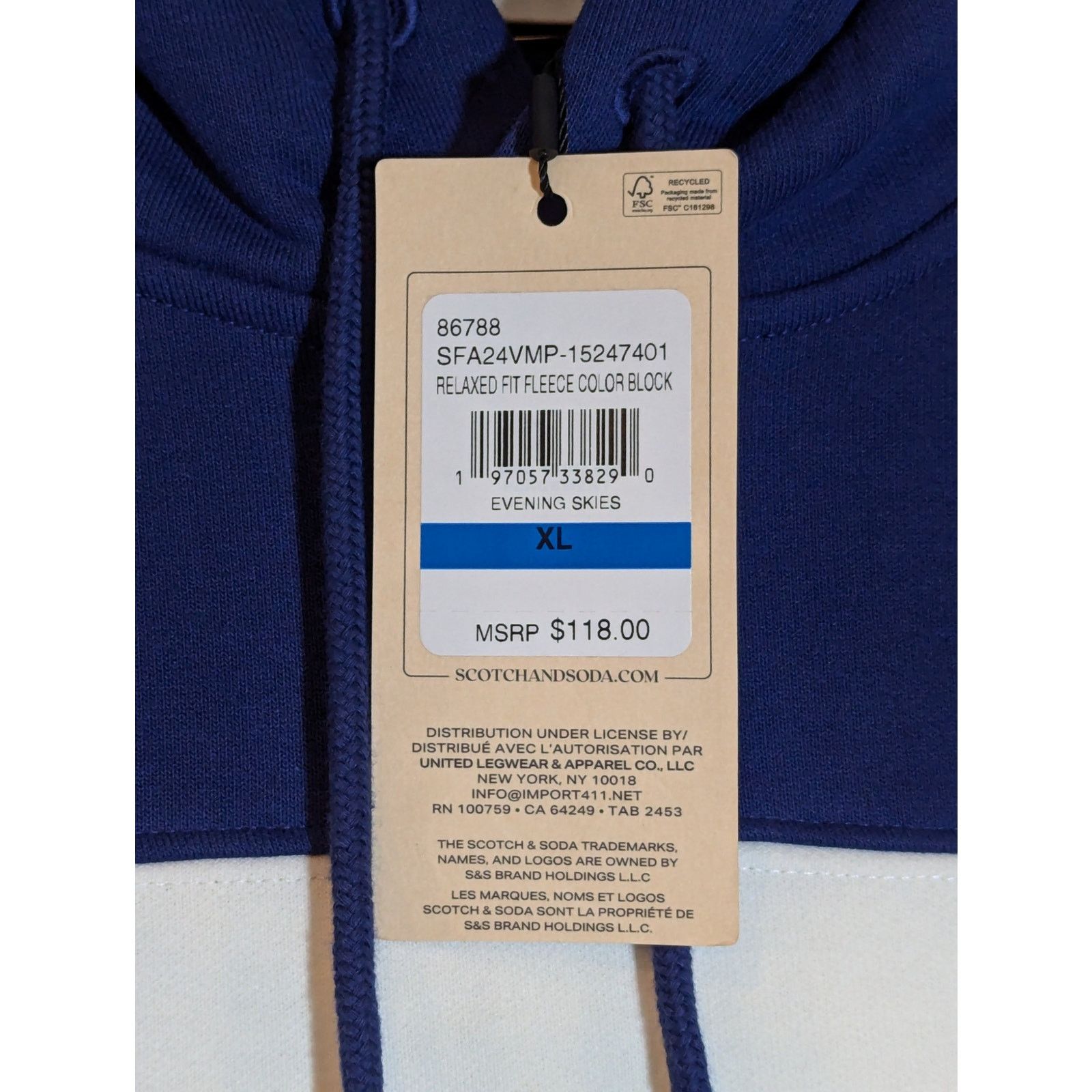 Scotch & Soda Scotch & Soda Embroidered Relaxed Fit Fleece Evening Skies Size US XL / EU 56 / 4 - 5 Thumbnail
