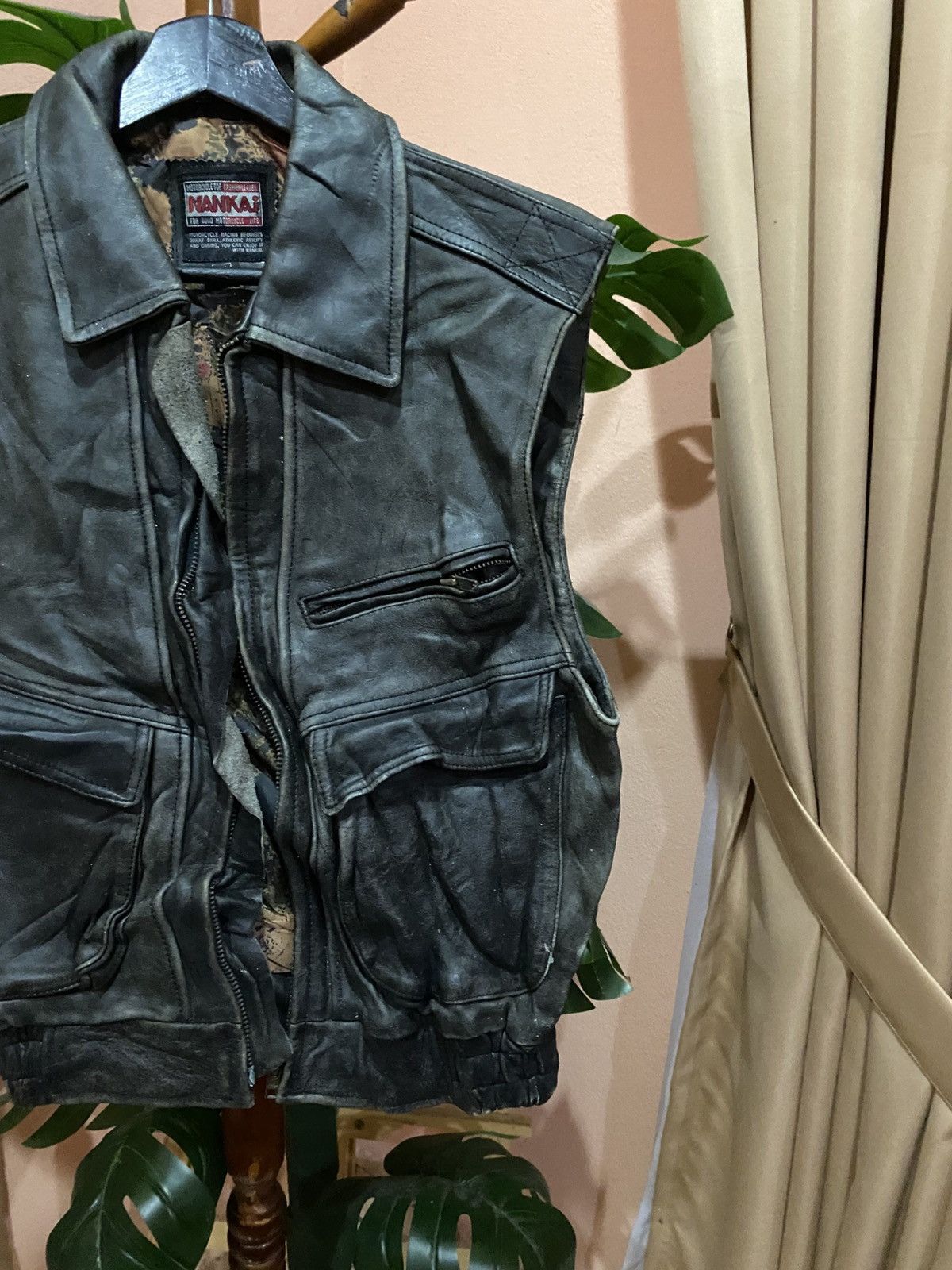 Japanese Brand Vintage NANKAI Leather Motorcycle Vest Black 90s Japan Size US L / EU 52-54 / 3 - 4 Thumbnail