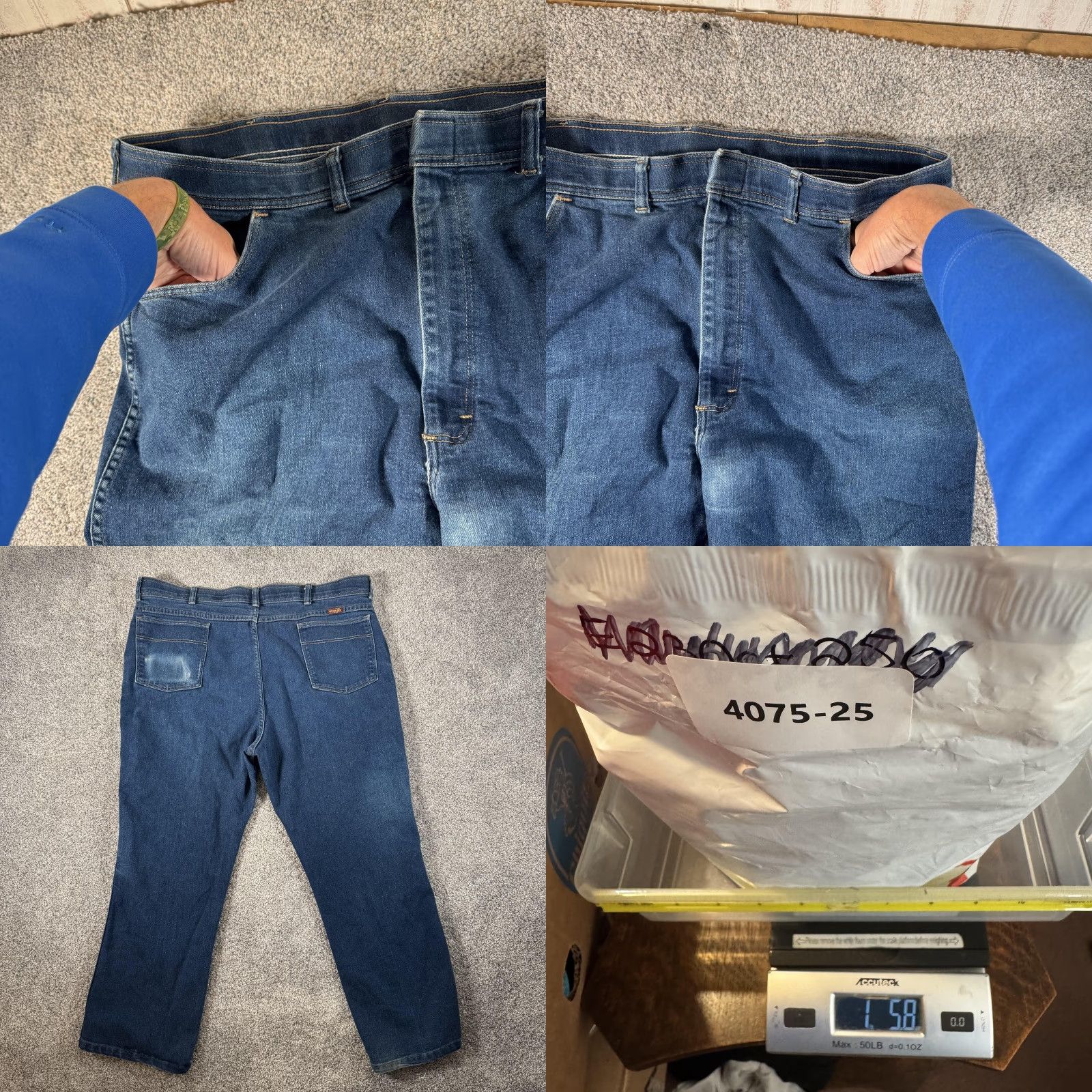 Wrangler VINTAGE Wrangler Jeans 40x26.5 Mens Blue Denim Straight 90s Workwear Pockets Size US 40 / EU 56 - 8 Thumbnail