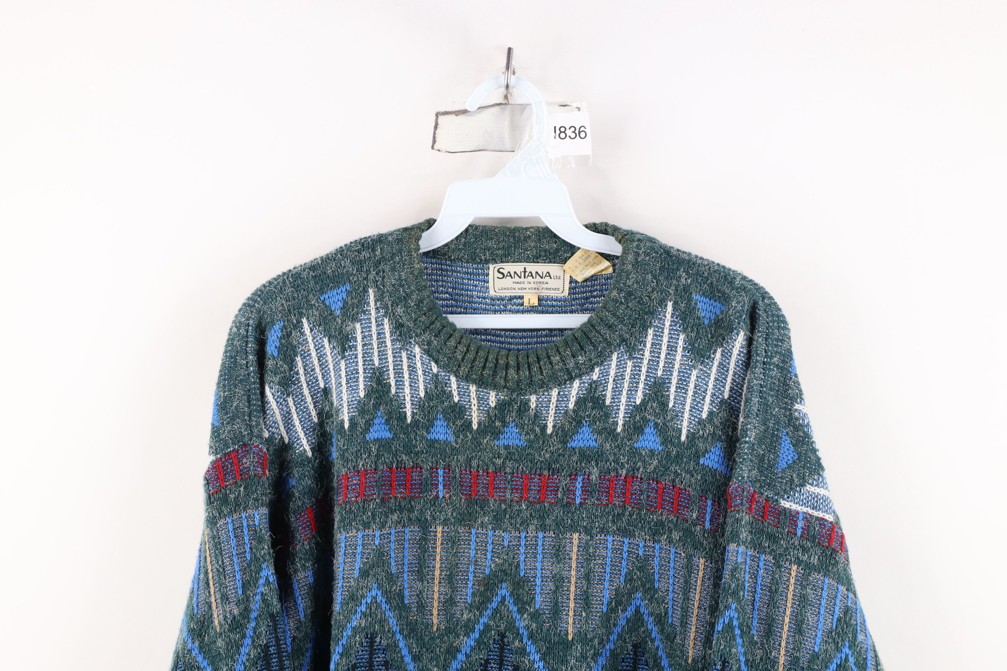 Vintage Vintage 90s Coogi Style Fair Isle Knit Crewneck Sweater Size US L / EU 52-54 / 3 - 2 Thumbnail