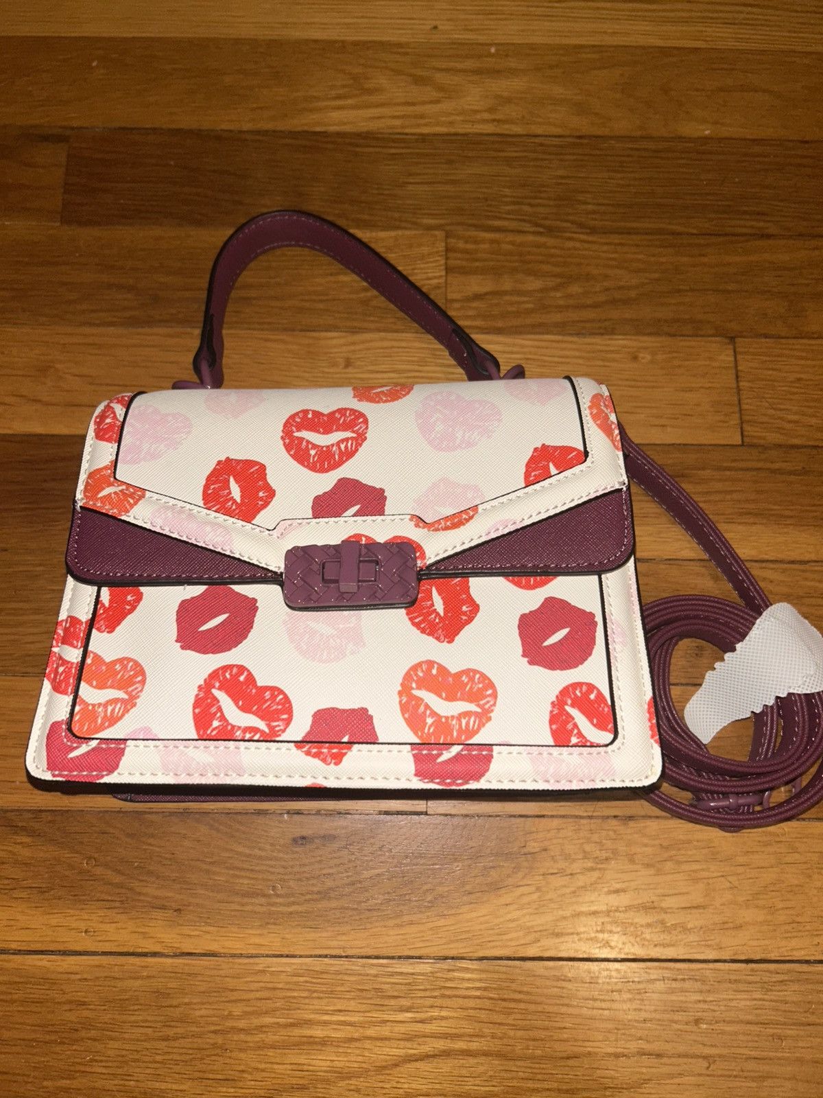 Aldo Aldo White and Purple Kiss Print Crossbody Bag Size ONE SIZE - 1 Thumbnail