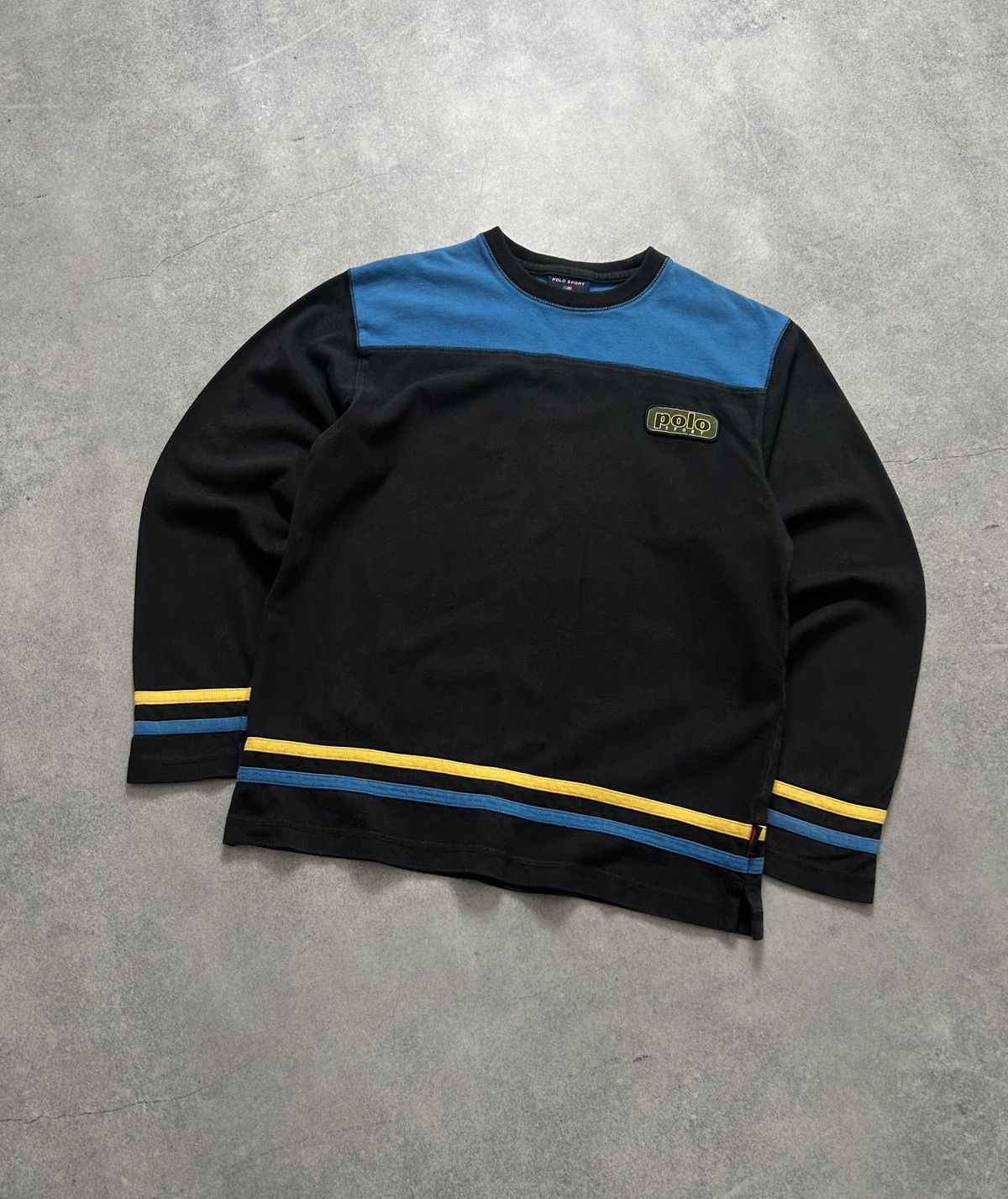 Polo Ralph Lauren Vintage Polo Sport Striped sweatshirt mens blue/yellow mens Size US M / EU 48-50 / 2 - 1 Thumbnail