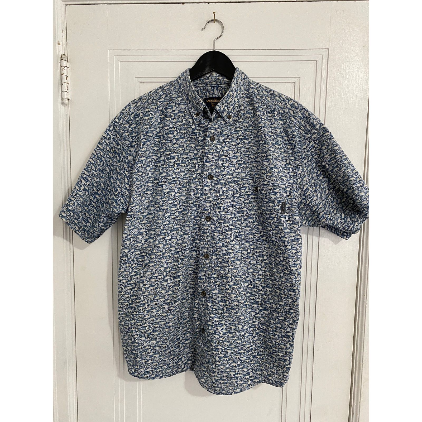 Woolrich Woolen Mills Woolrich Blue Short Sleeve Button-Up Shirt Size Large Size US L / EU 52-54 / 3 - 1 Thumbnail