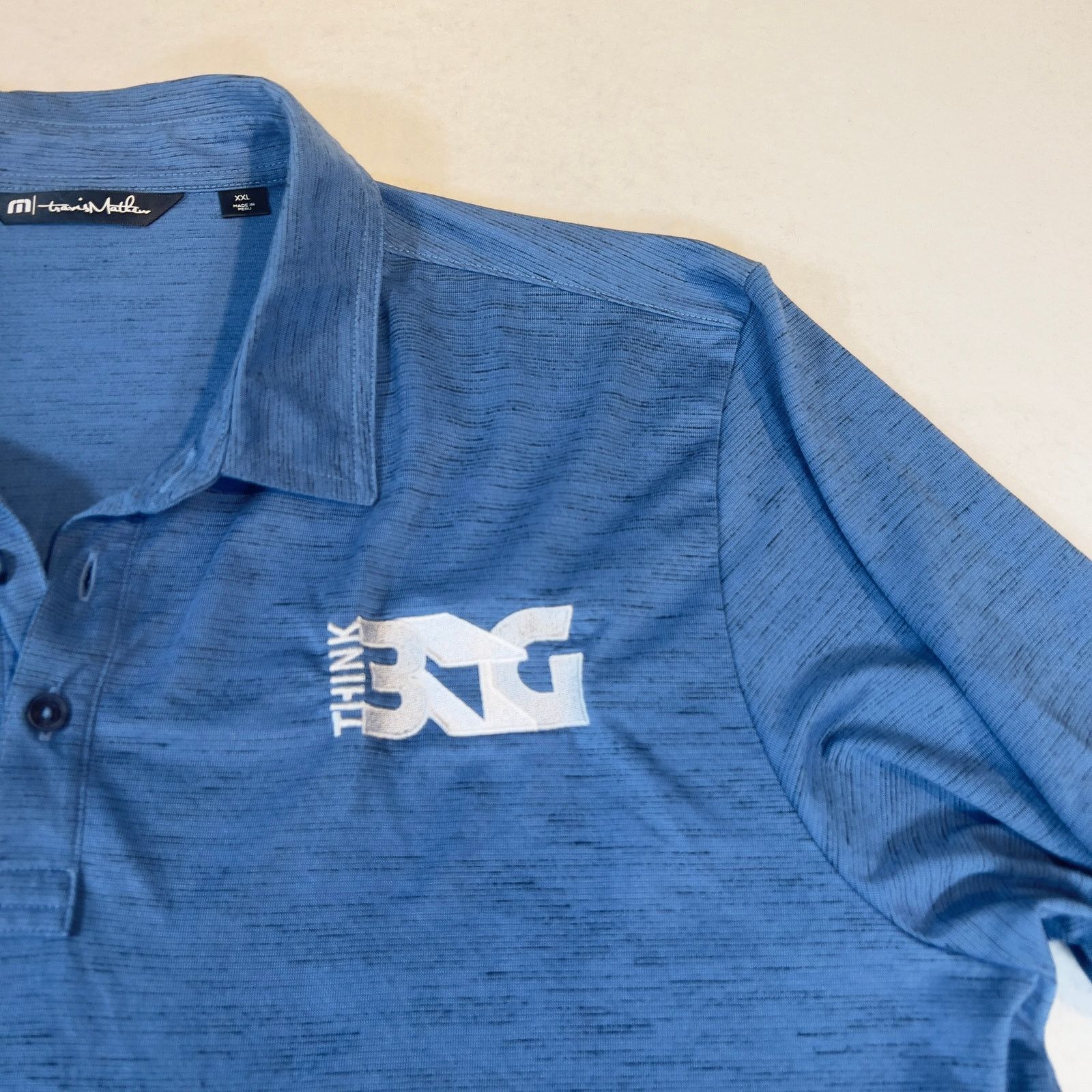 TravisMathew Travis Mathew Golf Polo Shirt Men's 2XL "Textured" Blue Size US XXL / EU 58 / 5 - 4 Thumbnail