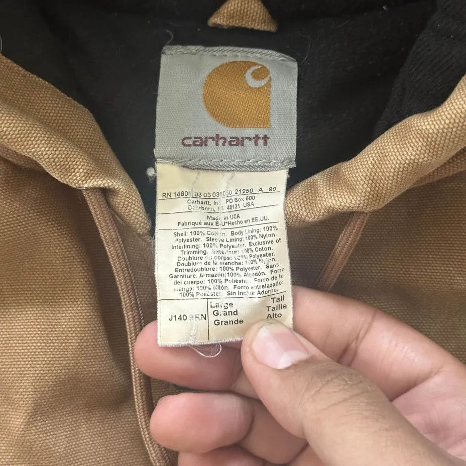 Carhartt Vintage Carhartt J140BRN Carhartt Hooded Jacket Size Large Size US L / EU 52-54 / 3 - 4 Thumbnail
