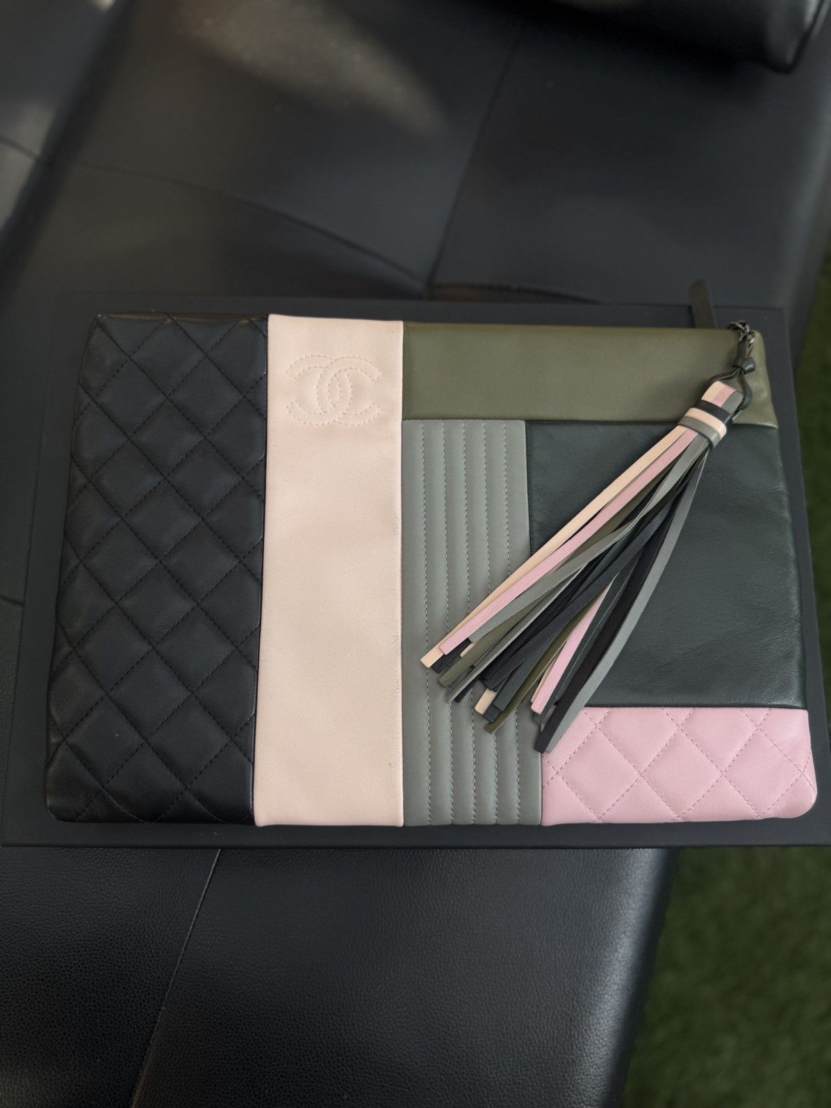 Chanel Chanel Olive & Multicolor Lambskin Patchwork O-Case Size ONE SIZE - 4 Thumbnail