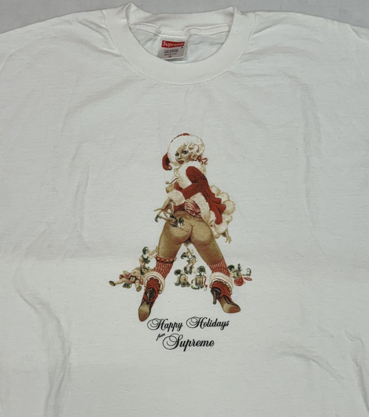 image of Supreme F&f Holiday Christmas Tee 2001 in White, Men's (Size XL)