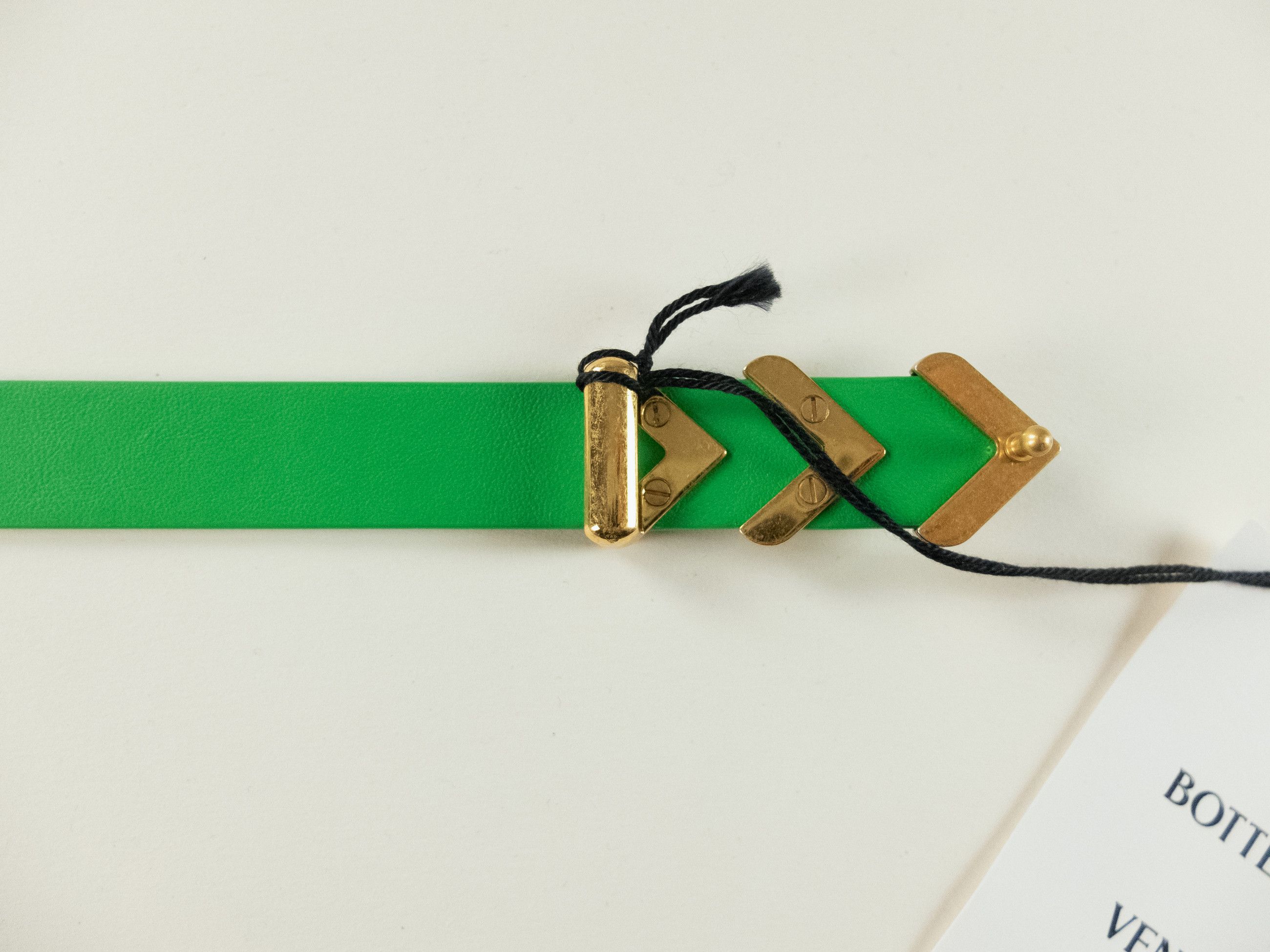 Bottega Veneta BOTTEGA VENETA green & gold chevron leather belt 85 Size ONE SIZE - 5 Thumbnail