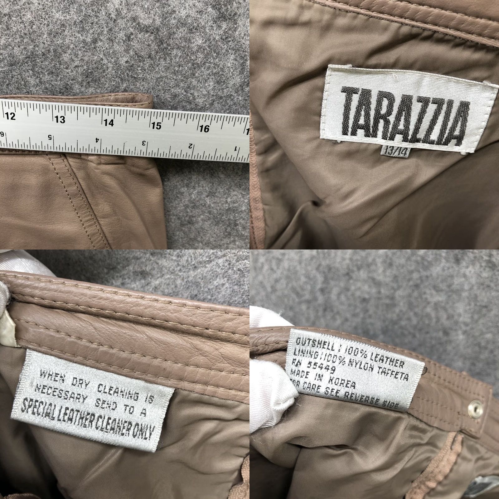 Vintage VINTAGE Tarazzia 100% Leather Pencil Skirt Womens 29 Beige Tan Knee Length High Rise Lined Size 29" - 8 Thumbnail