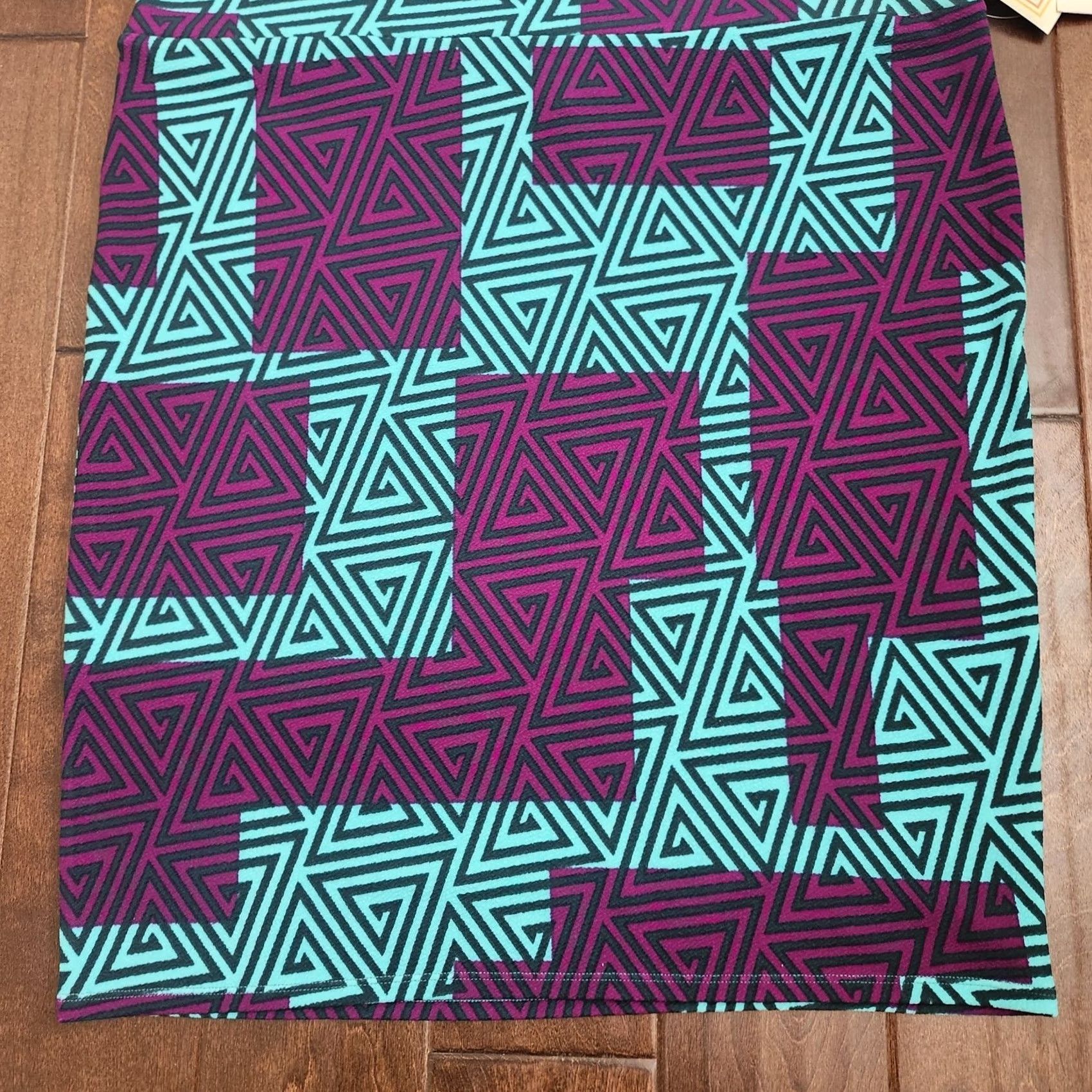 Vintage VINTAGE LuLaRoe Cassie Skirt 3XL Geometric Purple Teal Pencil Stretch NWT Size 40" / US 18 - 4 Thumbnail