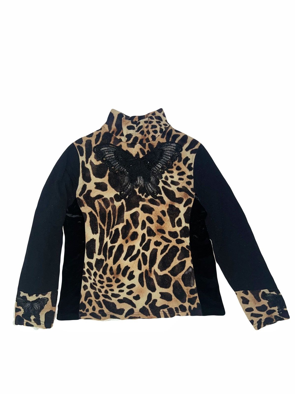 Dolce & Gabbana Y2K butterfly leopard turtle neck top🦋 🐆 Size ONE SIZE - 3 Thumbnail
