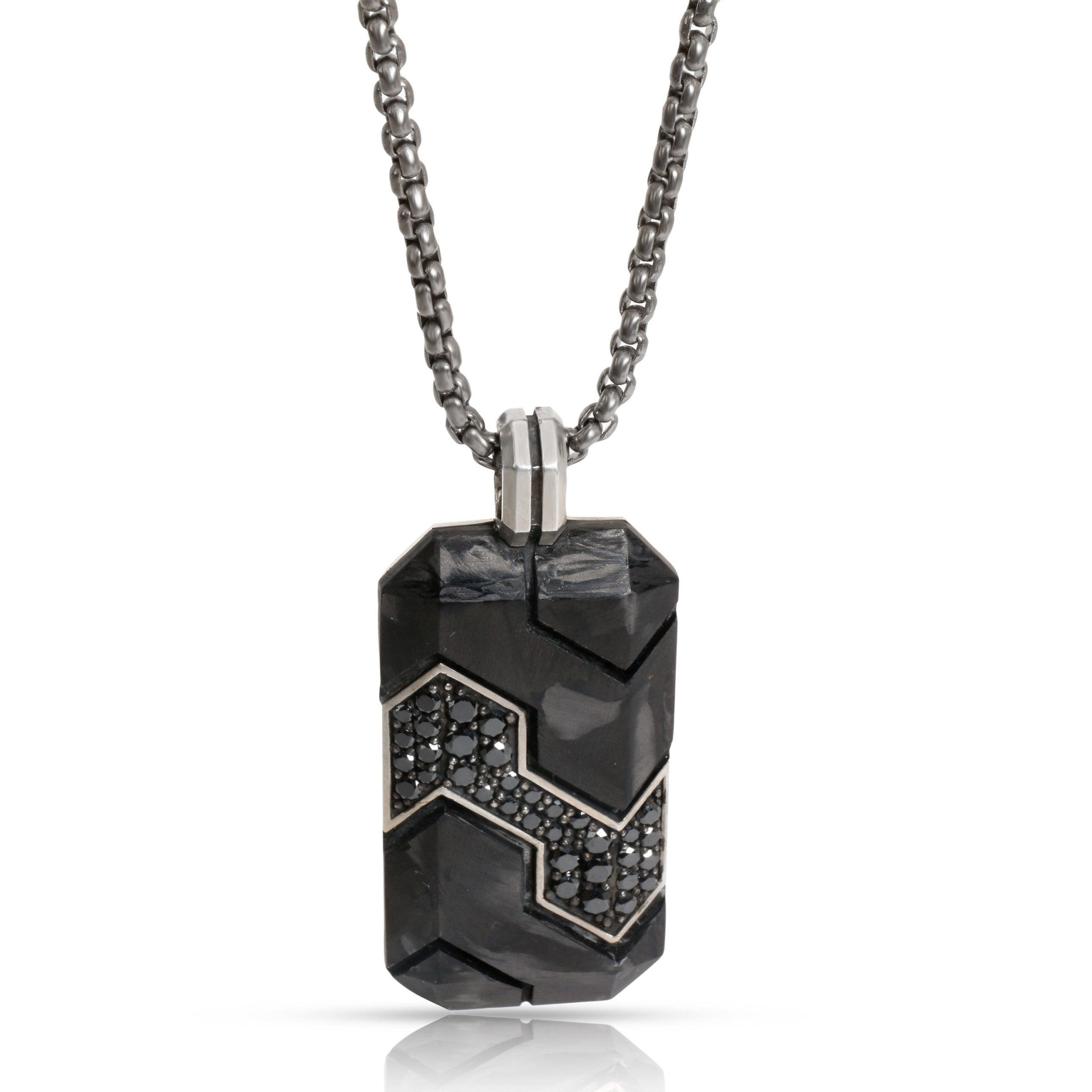 David Yurman Black Diamond Titanium Carbon Dog Tag Pendant in