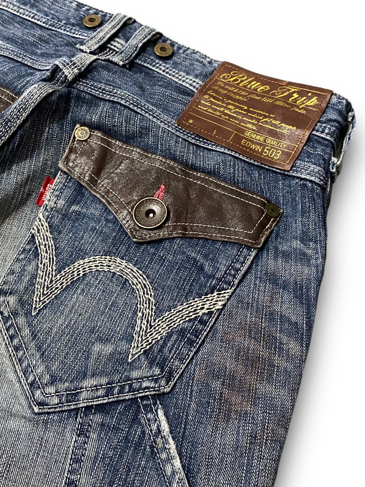 Edwin FLARE Edwin 503 Blue Trip Distressed Splash Paint Denim Size US 33 - 12 Thumbnail
