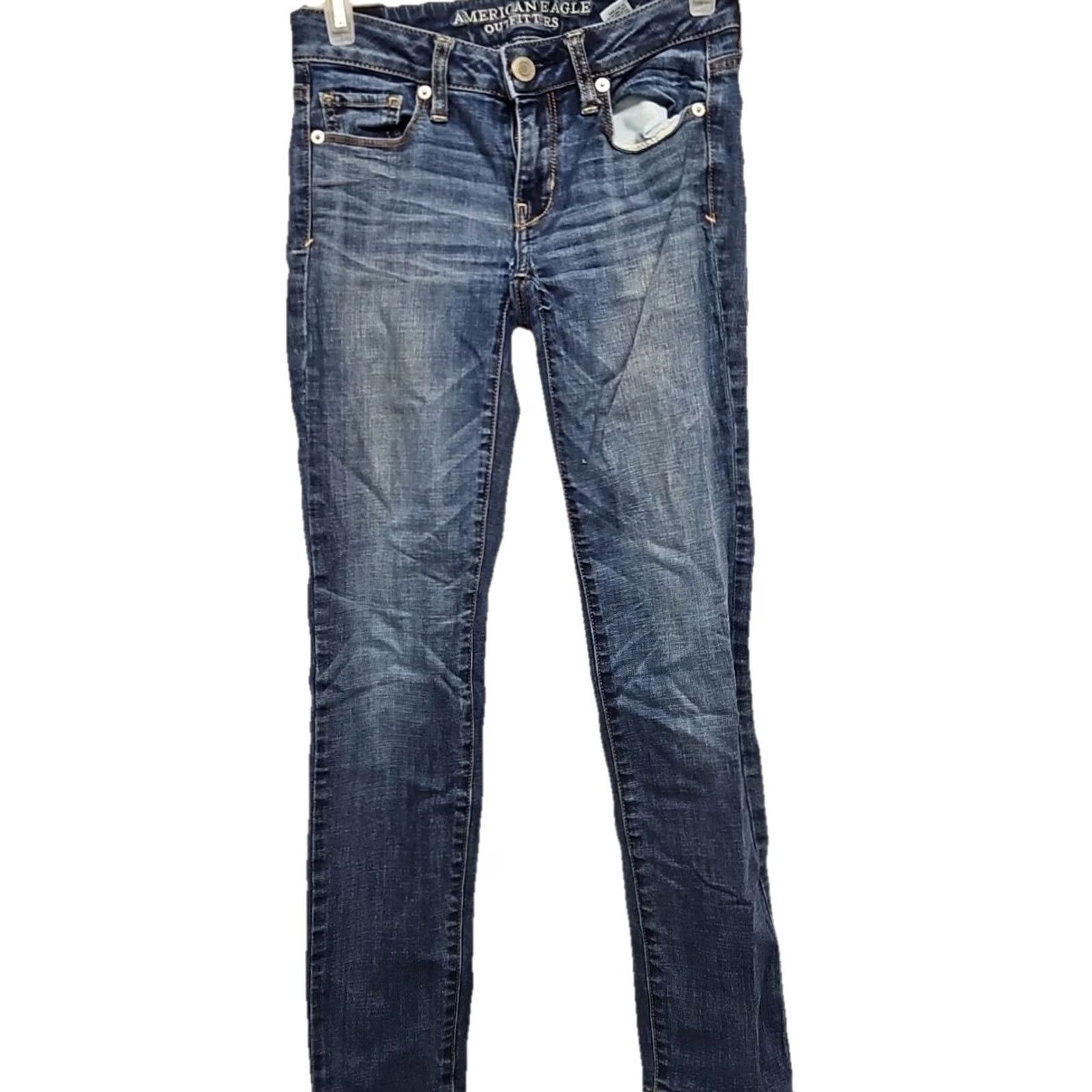 American Eagle Outfitters American Eagle Outfitters Skinny Jeans Women’s Size 2 Blue Denim Mid Rise Stretch Regular Inseam 27 Size 42" / US 20 - 2 Thumbnail