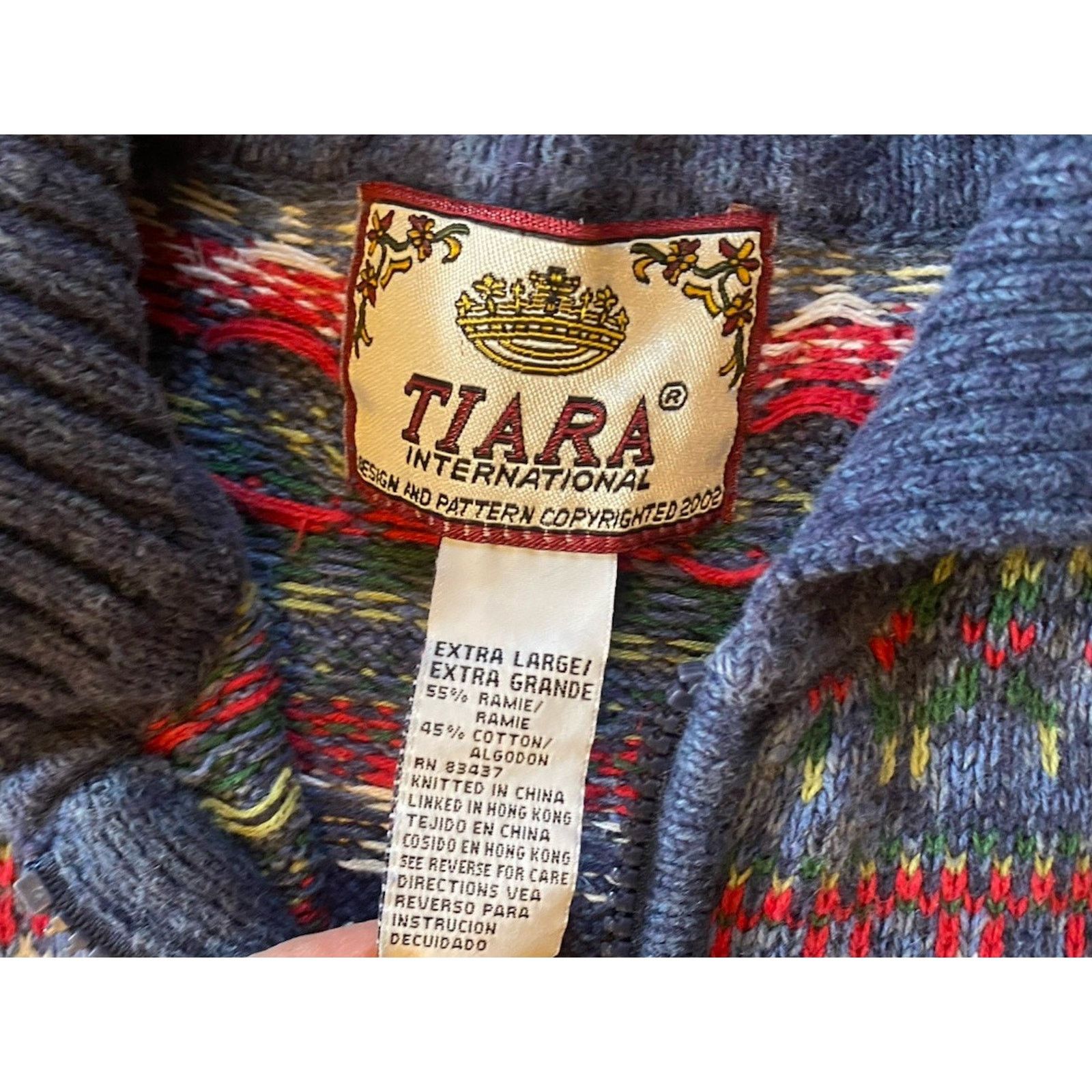 Vintage VTG Tiara International Zip Fair Isle Sweater Jacket Women’s Size XL / US 12-14 / IT 48-50 - 2 Thumbnail