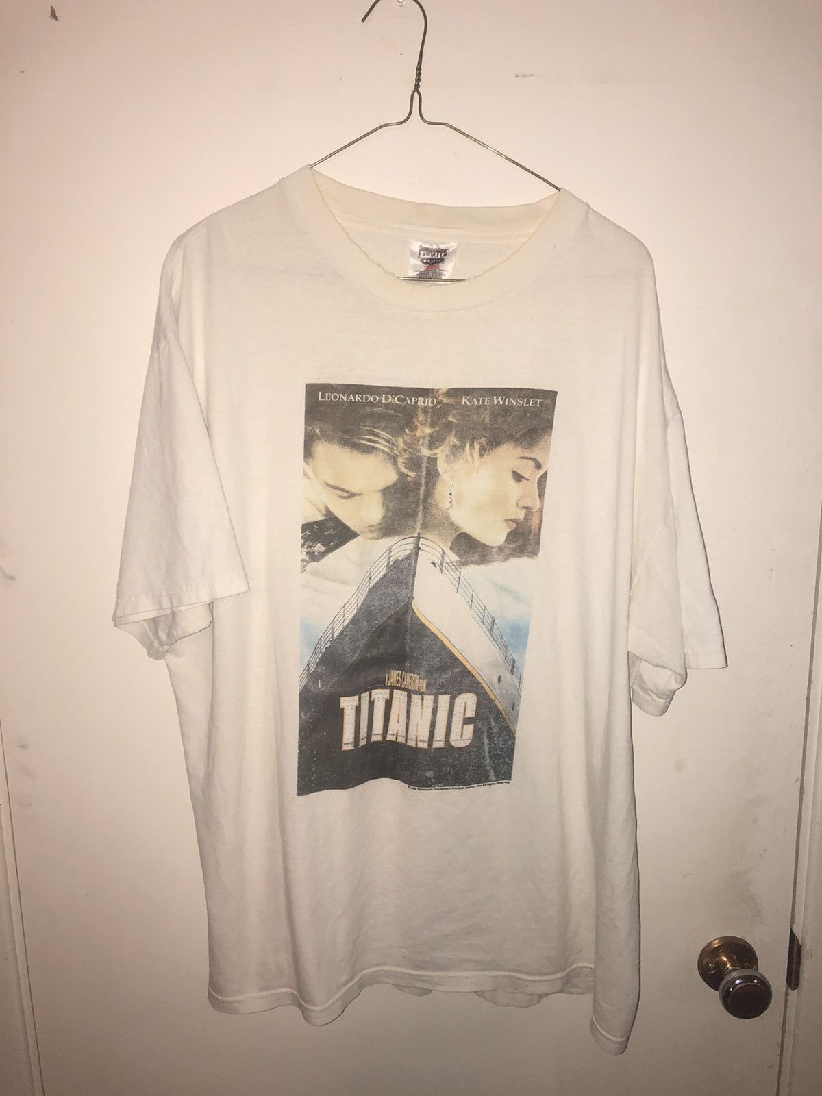 image of Vintage Titanic Shirt in White, Men's (Size XL)