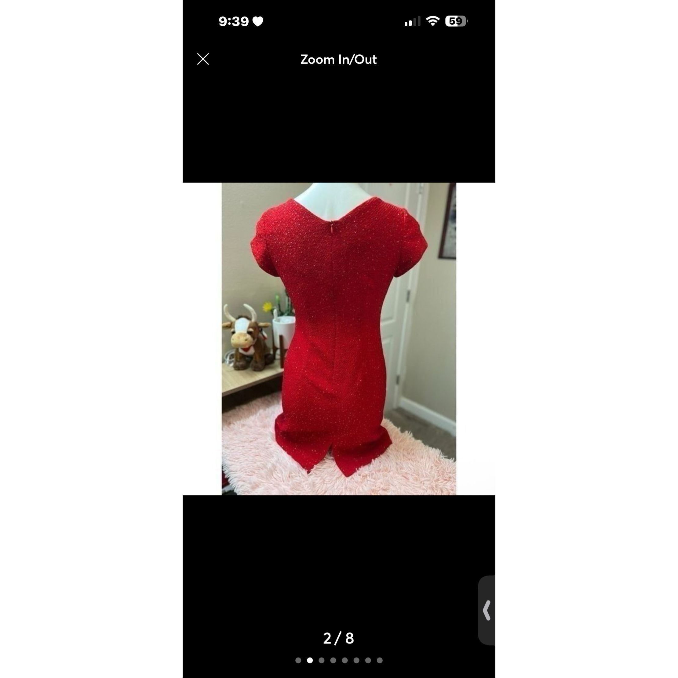Other David Warren Petites Vintage Red Sequin V-Neck Cap Sleeve Sh Size S / US 4 / IT 40 - 3 Thumbnail